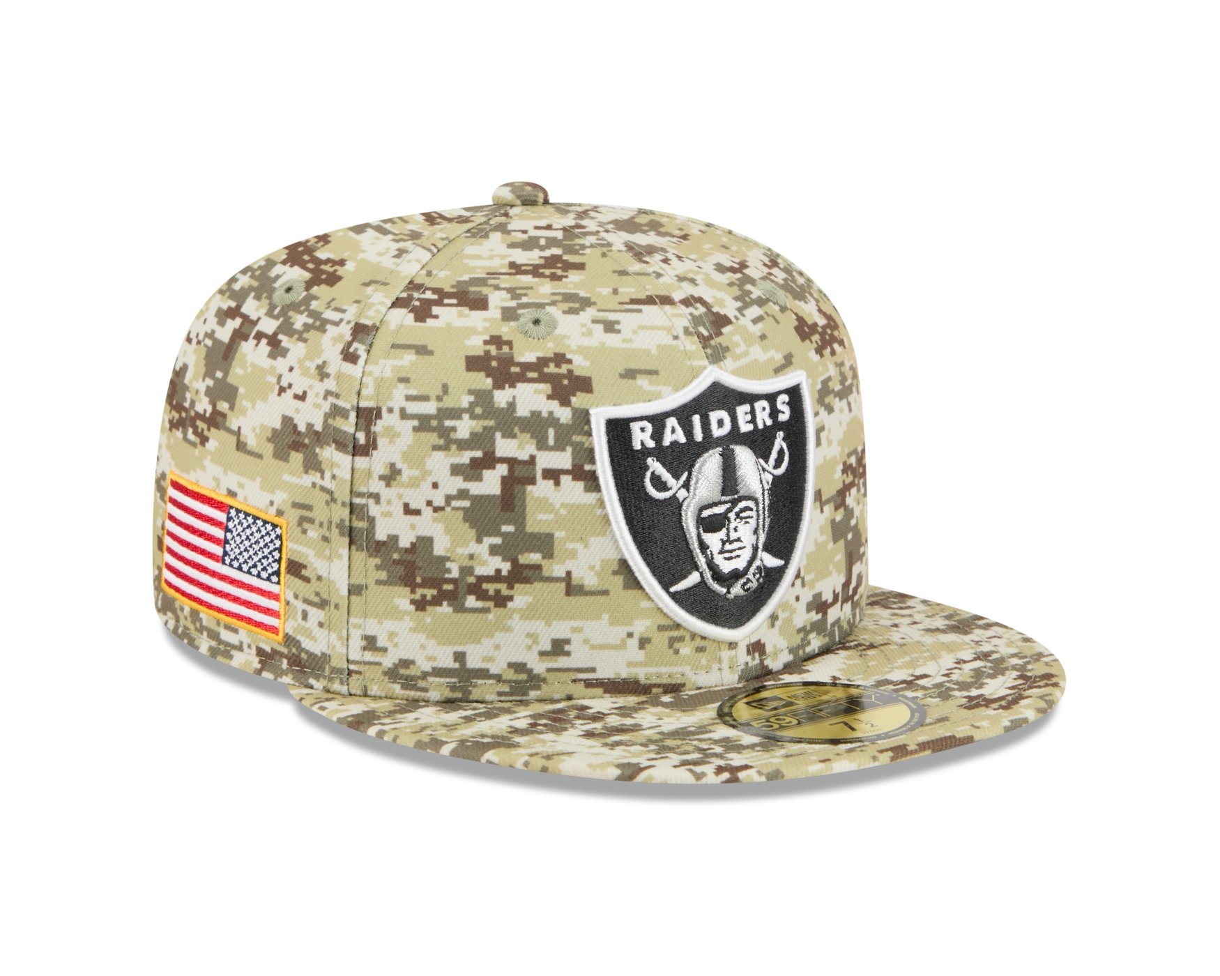Bone New Era 59FIFTY Las Vegas Raiders NFL Salute Service 2025 Militar Verde 3
