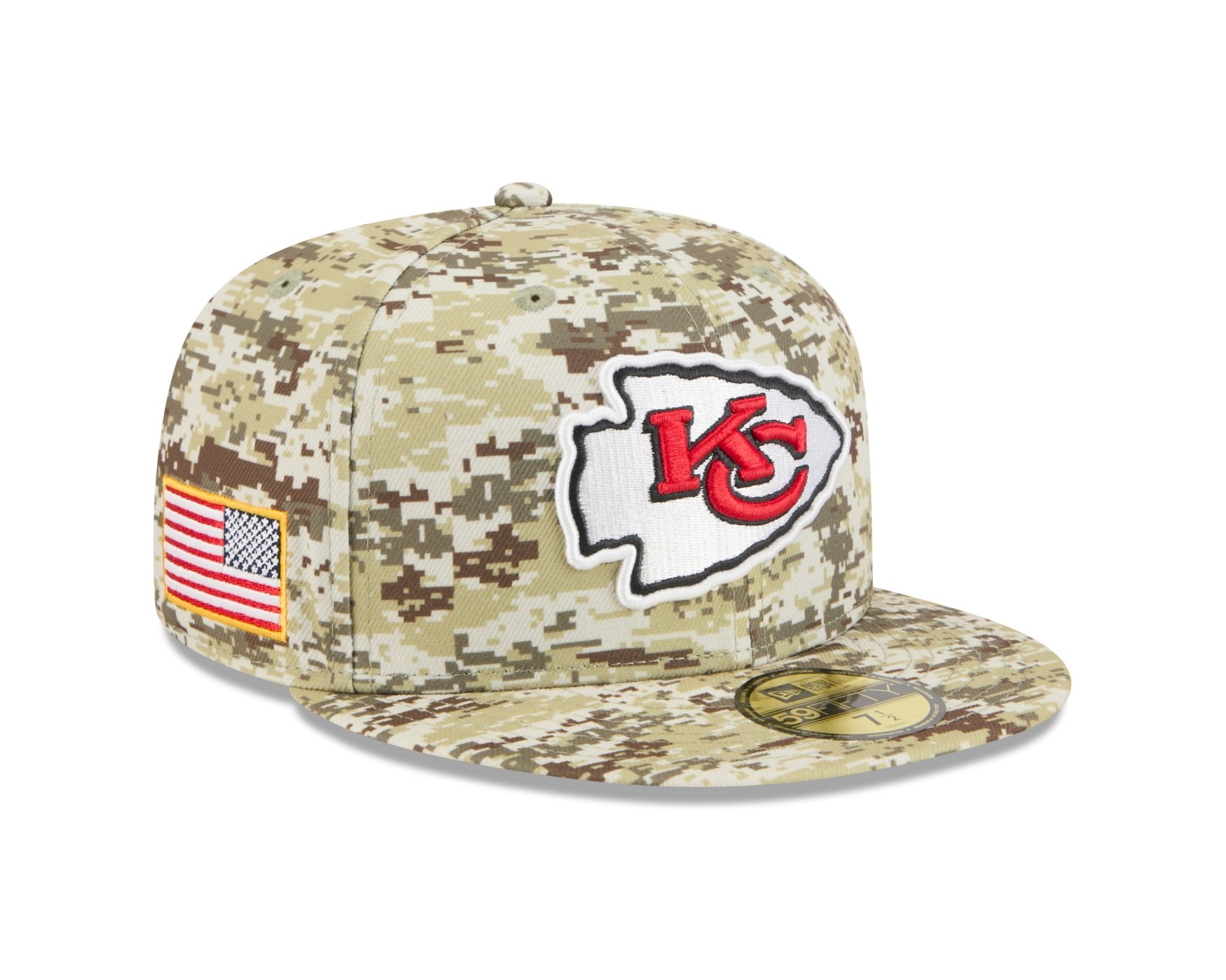 Bone New Era 59FIFTY Kansas City Chiefs NFL Salute Service 2025 Militar Verde 3