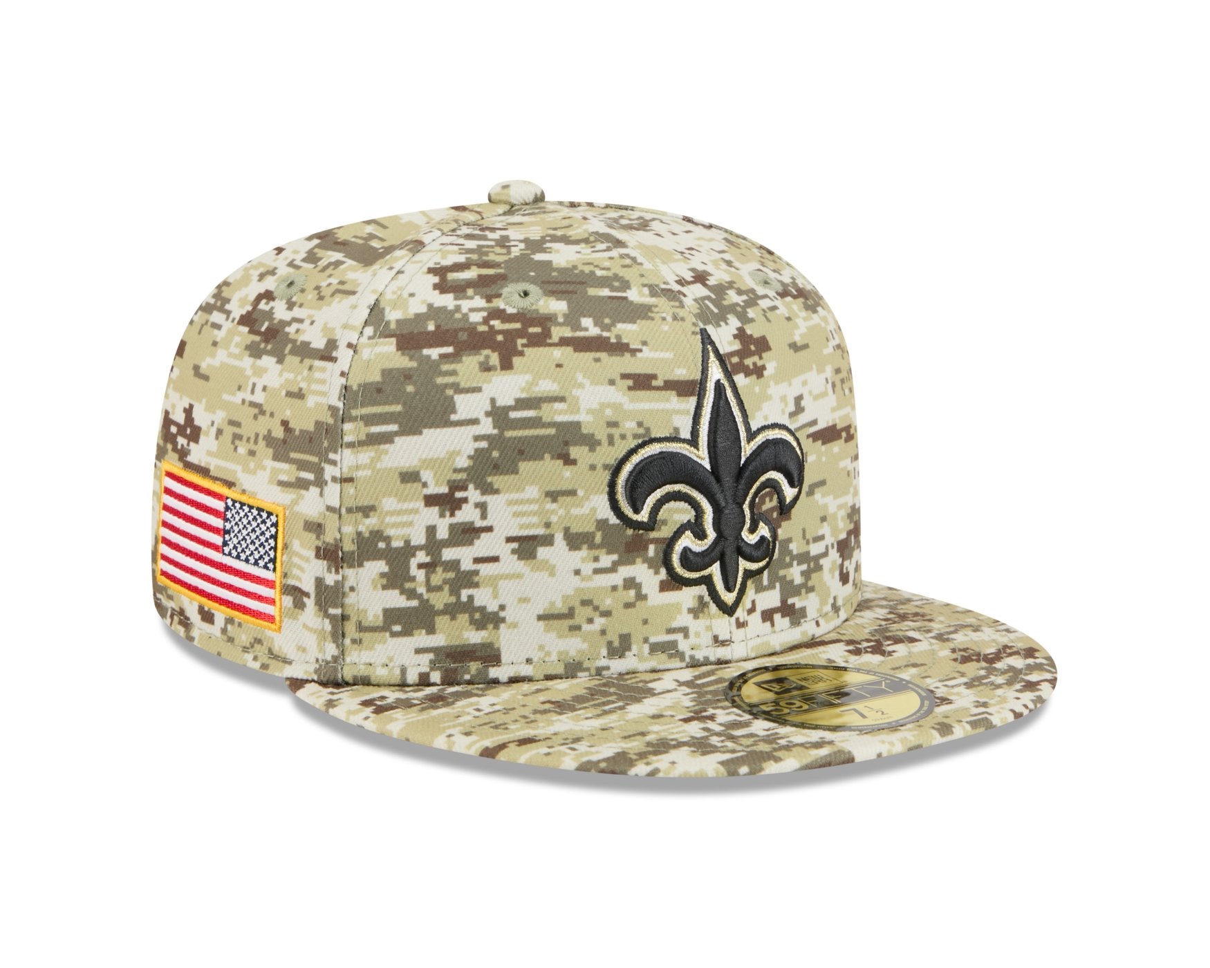 Bone New Era 59FIFTY New Orleans Saints NFL Salute Service 2025 Militar Verde 3