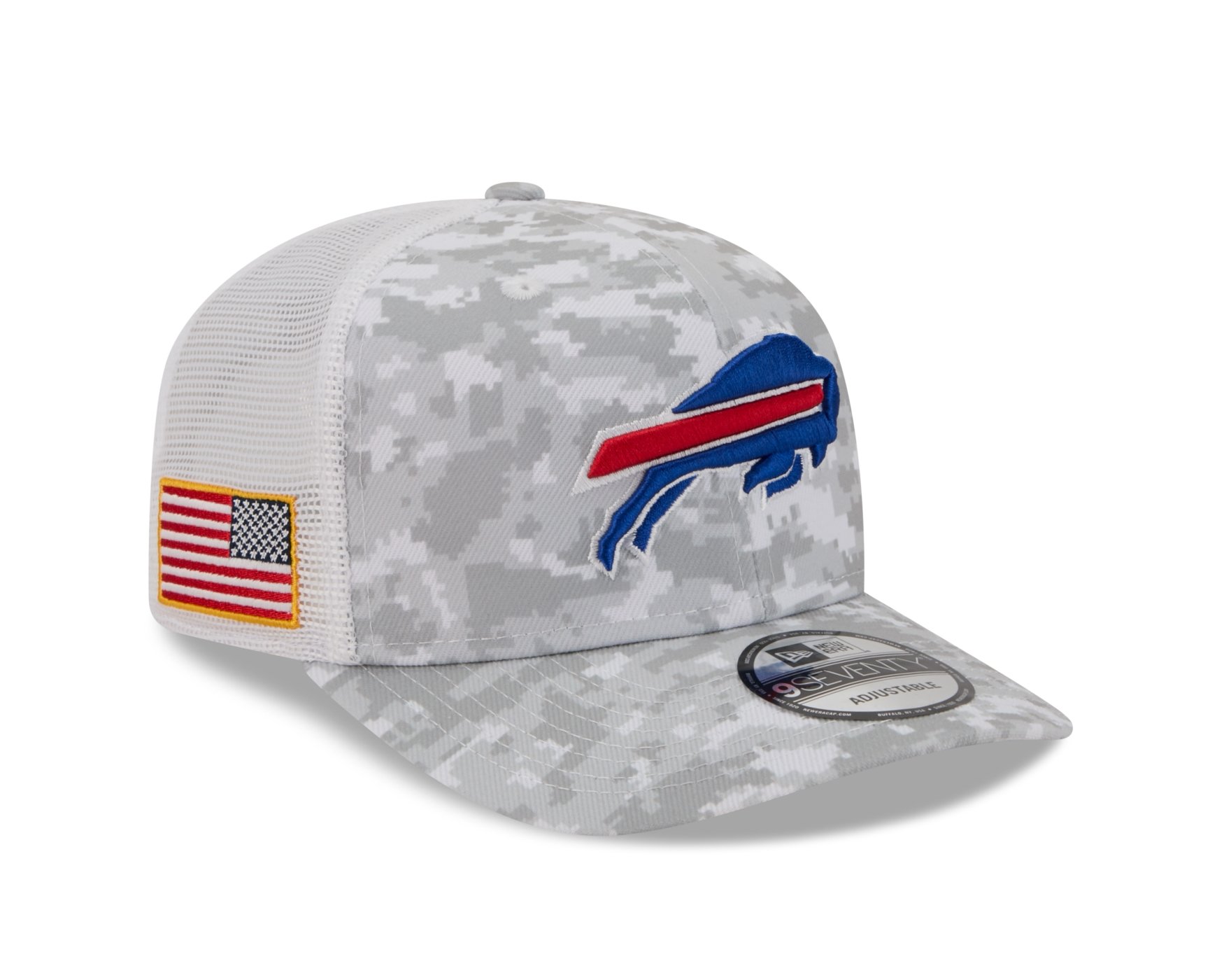 Bone New Era 9SEVENTY Buffalo Bills NFL Salute Service 2025 Azul Cinza/Azul 3