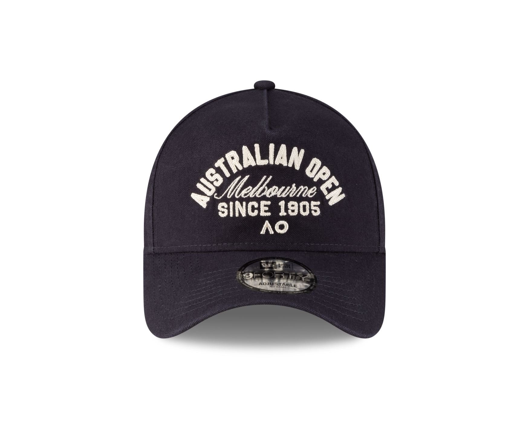 Bone New Era 9FORTY A-Frame AO26 Core Seasonal Script Aba Curva Marinho Azul Marinho 2