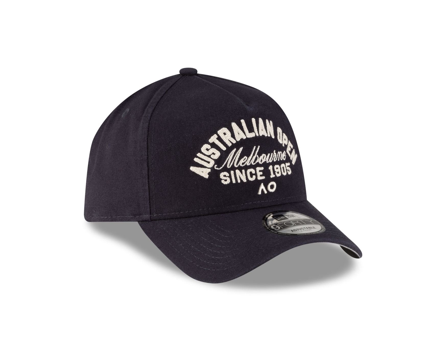 Bone New Era 9FORTY A-Frame AO26 Core Seasonal Script Aba Curva Marinho Azul Marinho 3