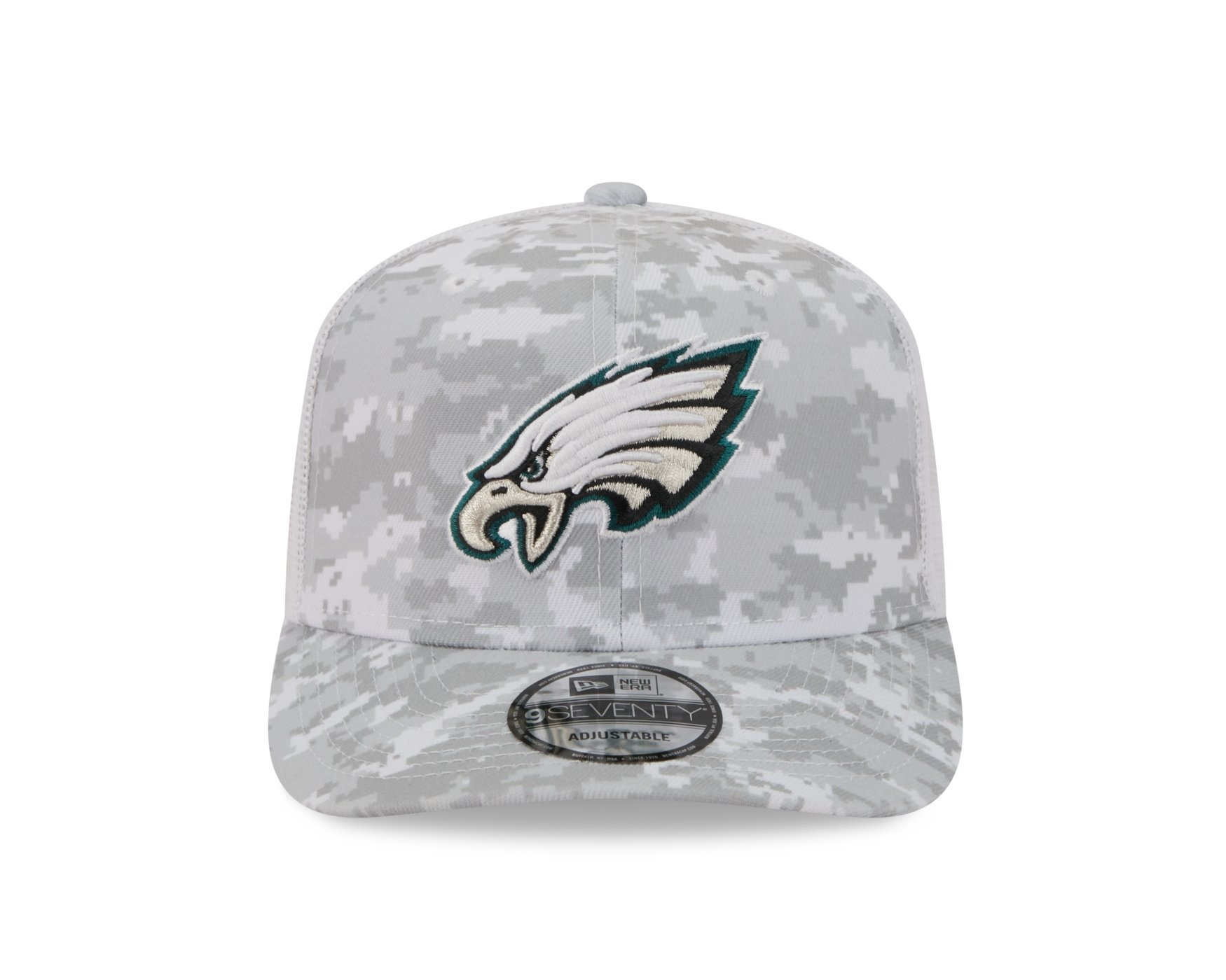Bone New Era 9SEVENTY Philadelphia Eagles NFL Salute Service 2025 Verde Cinza 2