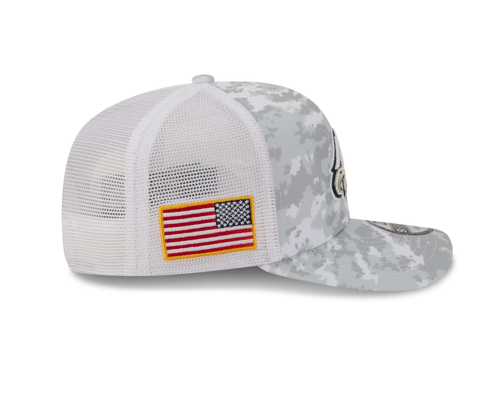 Bone New Era 9SEVENTY Philadelphia Eagles NFL Salute Service 2025 Verde Cinza 5