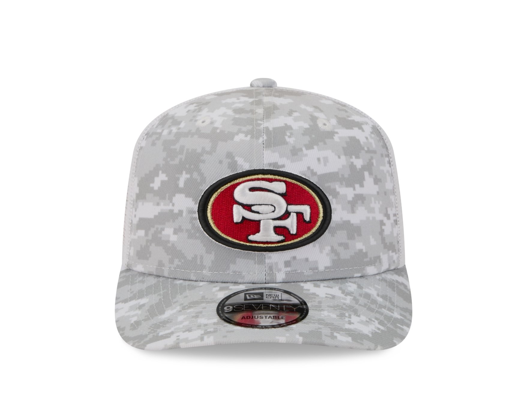 Bone New Era 9SEVENTY San Francisco 49ers NFL Salute Service 2025 Vermelho Cinza 4