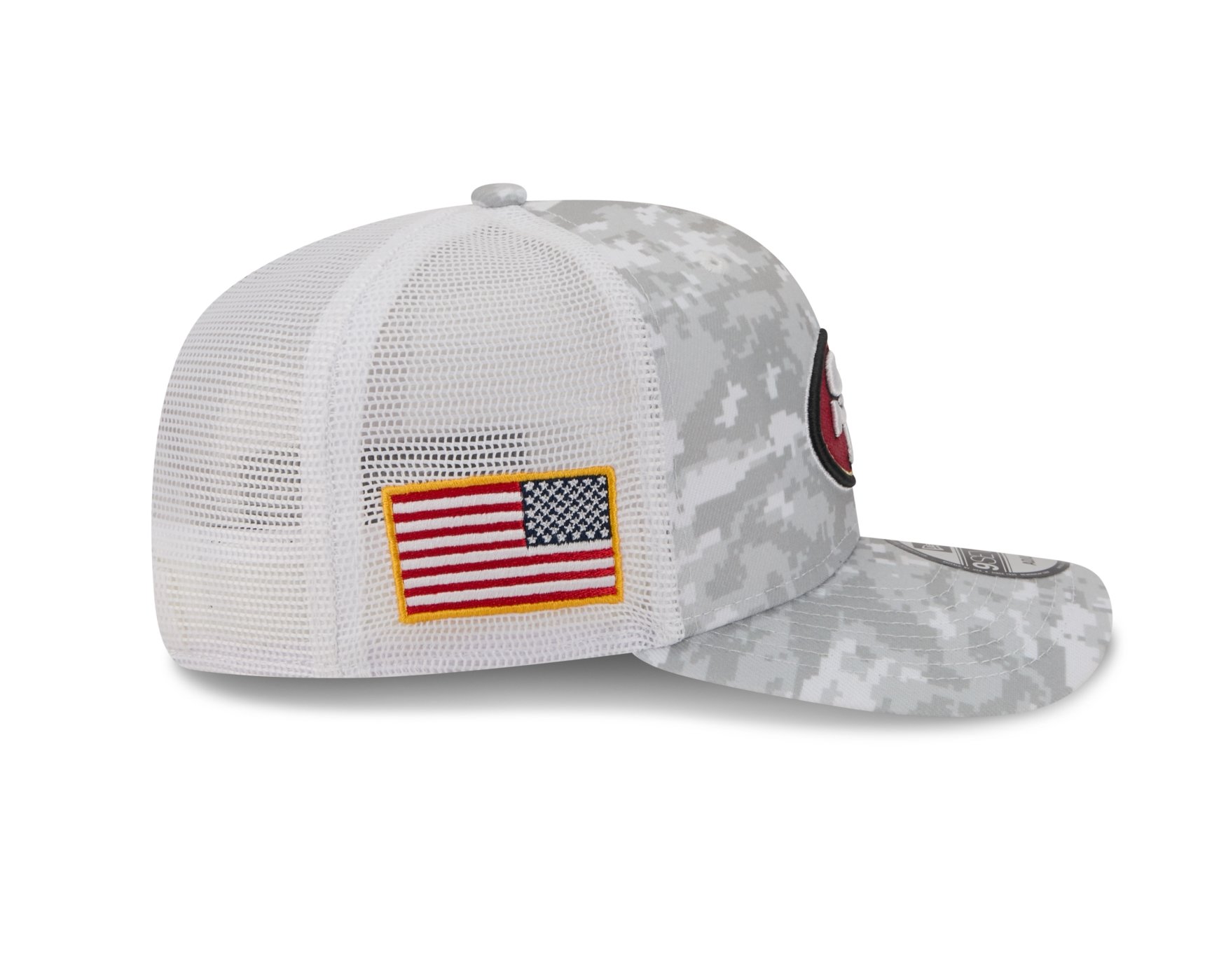 Bone New Era 9SEVENTY San Francisco 49ers NFL Salute Service 2025 Vermelho Cinza 8