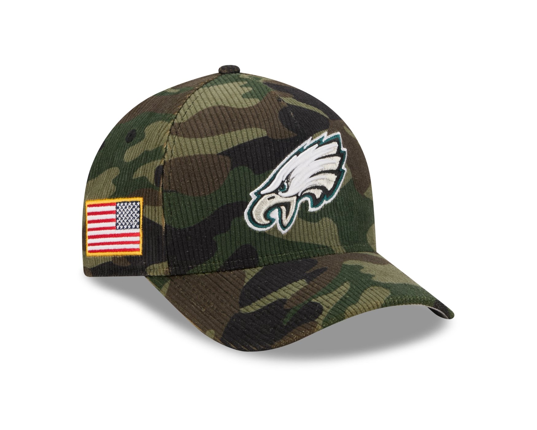 Bone New Era 9FORTY M-CROWN A-FRAME Philadelphia Eagles NFL Salute Service 2025 Militar Marrom/Verde 6