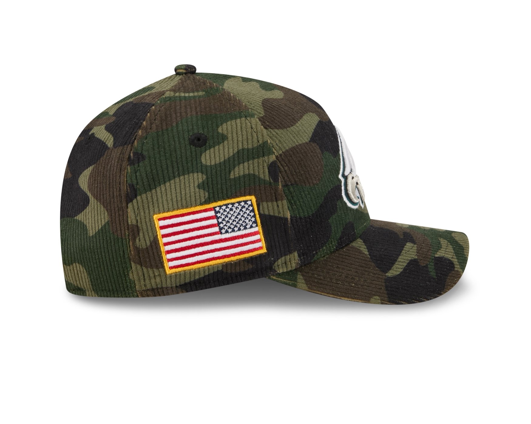 Bone New Era 9FORTY M-CROWN A-FRAME Philadelphia Eagles NFL Salute Service 2025 Militar Marrom/Verde 9