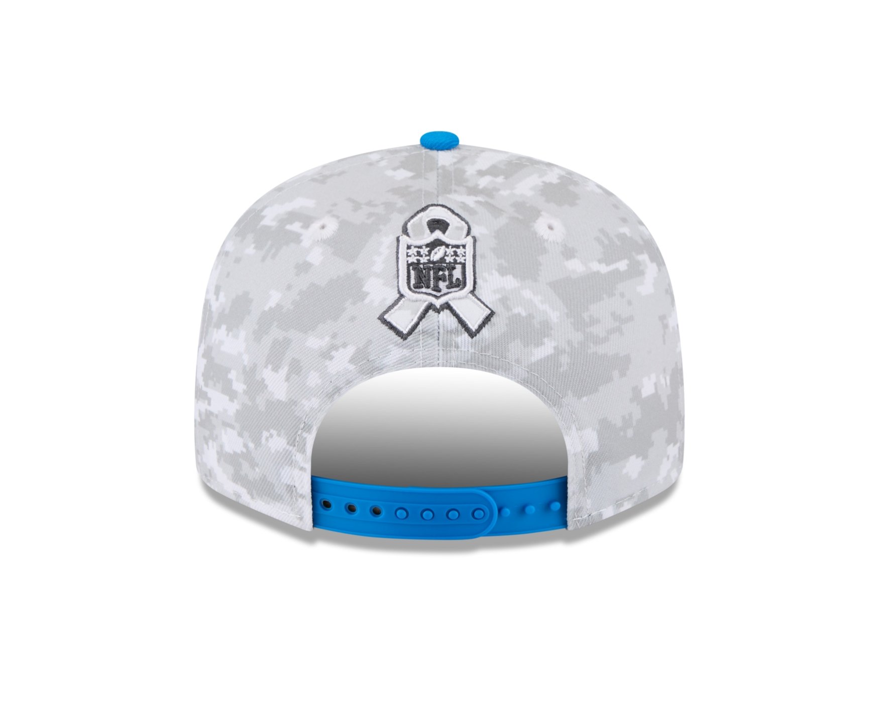 Bone New Era 9FIFTY Detroit Lions NFL Salute Service 2025 Azul Cinza/Azul 4