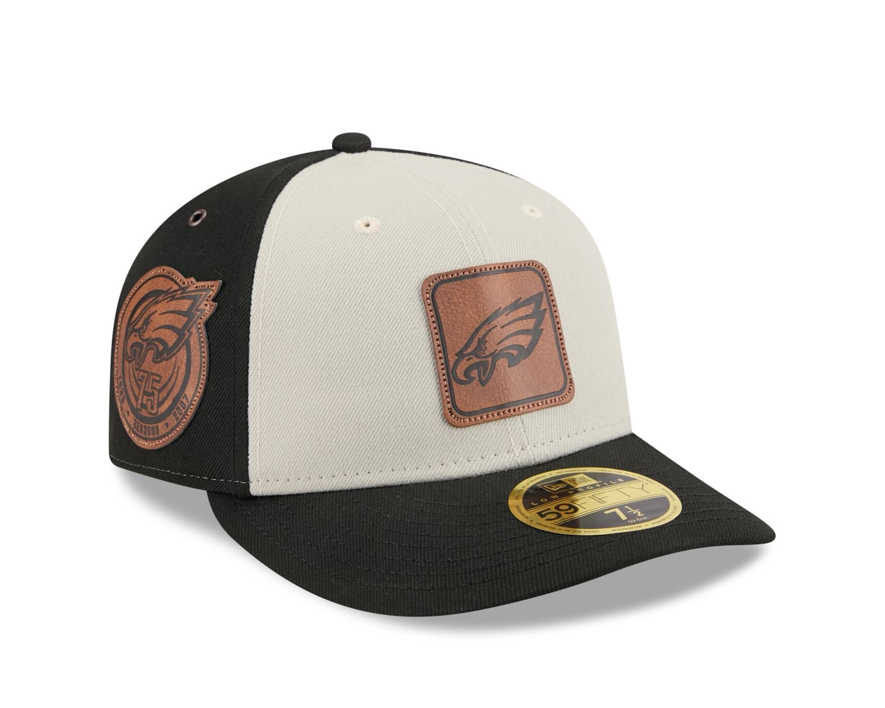 Bone New Era  59FIFTY Low Profile  Philadelphia Eagles NFL Preto Preto/Off White 3