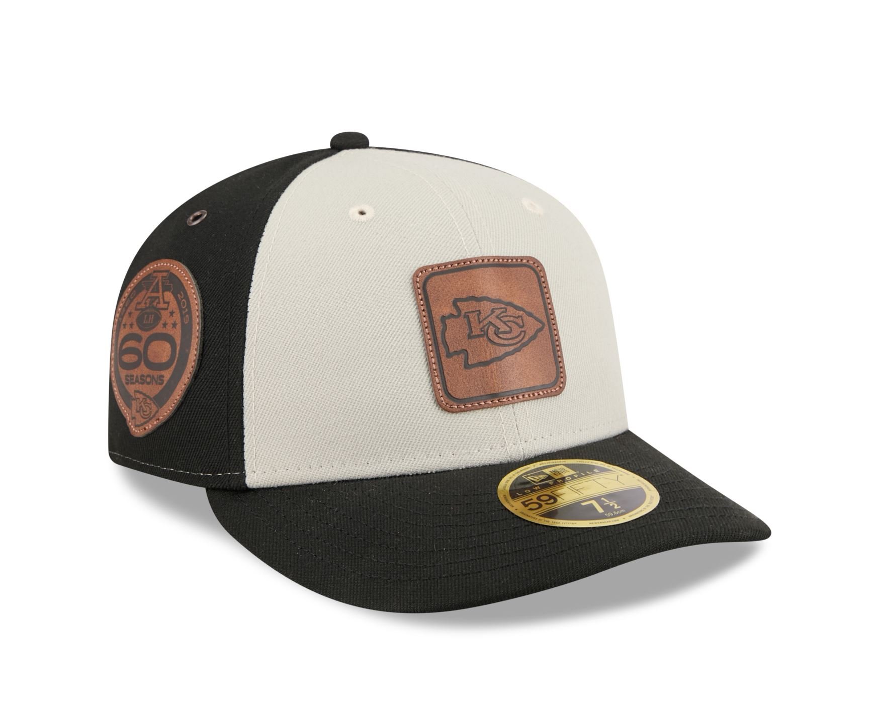 Bone New Era  59FIFTY Low Profile  Kansas City Chiefs NFL Preto Preto/Off White 3