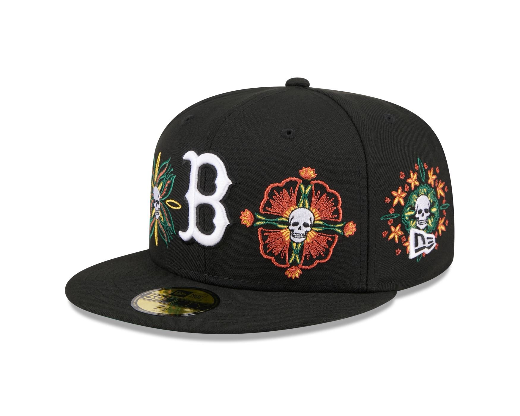 Bone New Era 59FIFTY Boston Red Sox MLB Skull & Roses Preto