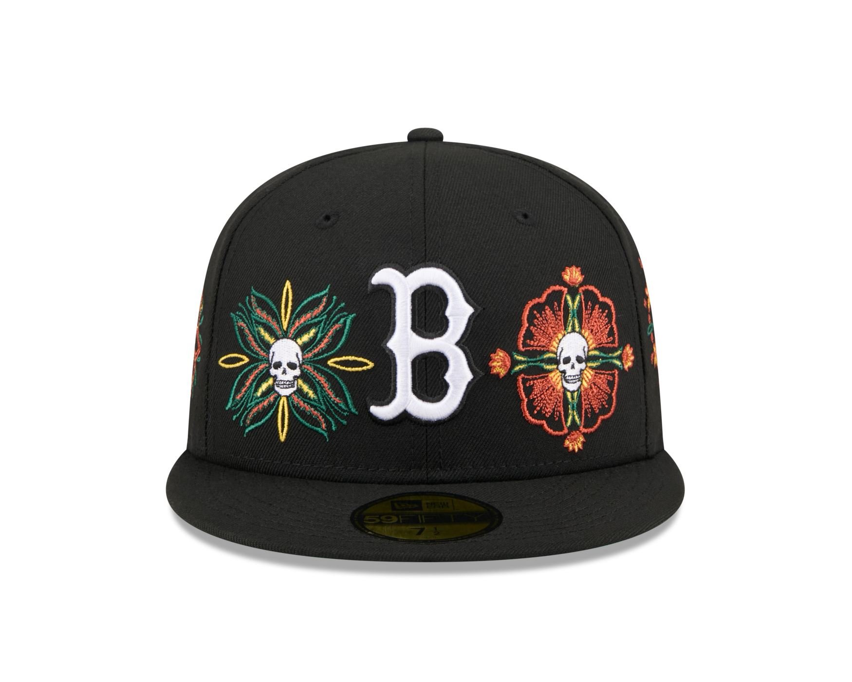 Bone New Era 59FIFTY Boston Red Sox MLB Skull & Roses Preto Preto 2