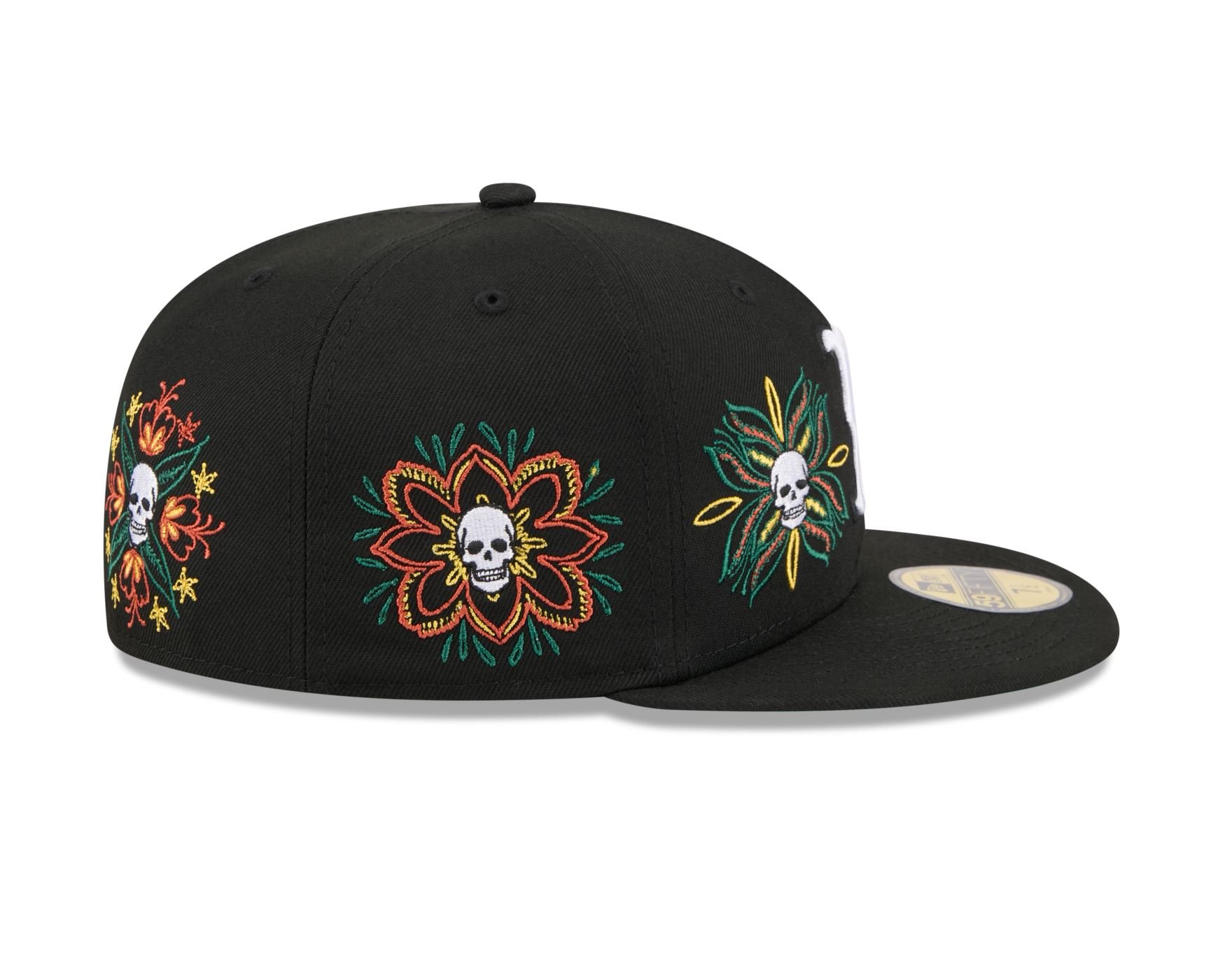 Bone New Era 59FIFTY Boston Red Sox MLB Skull & Roses Preto Preto 4