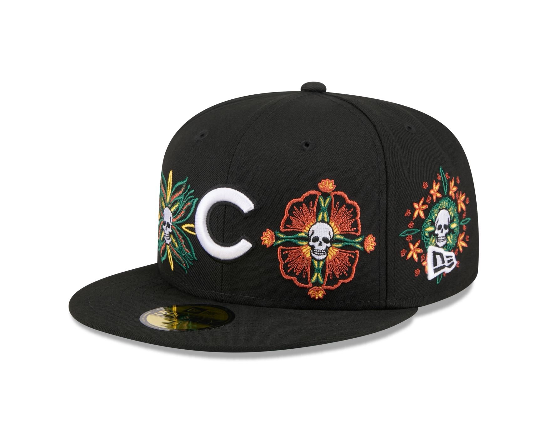 Bone New Era 59FIFTY Chicago Cubs MLB Skull & Roses Preto