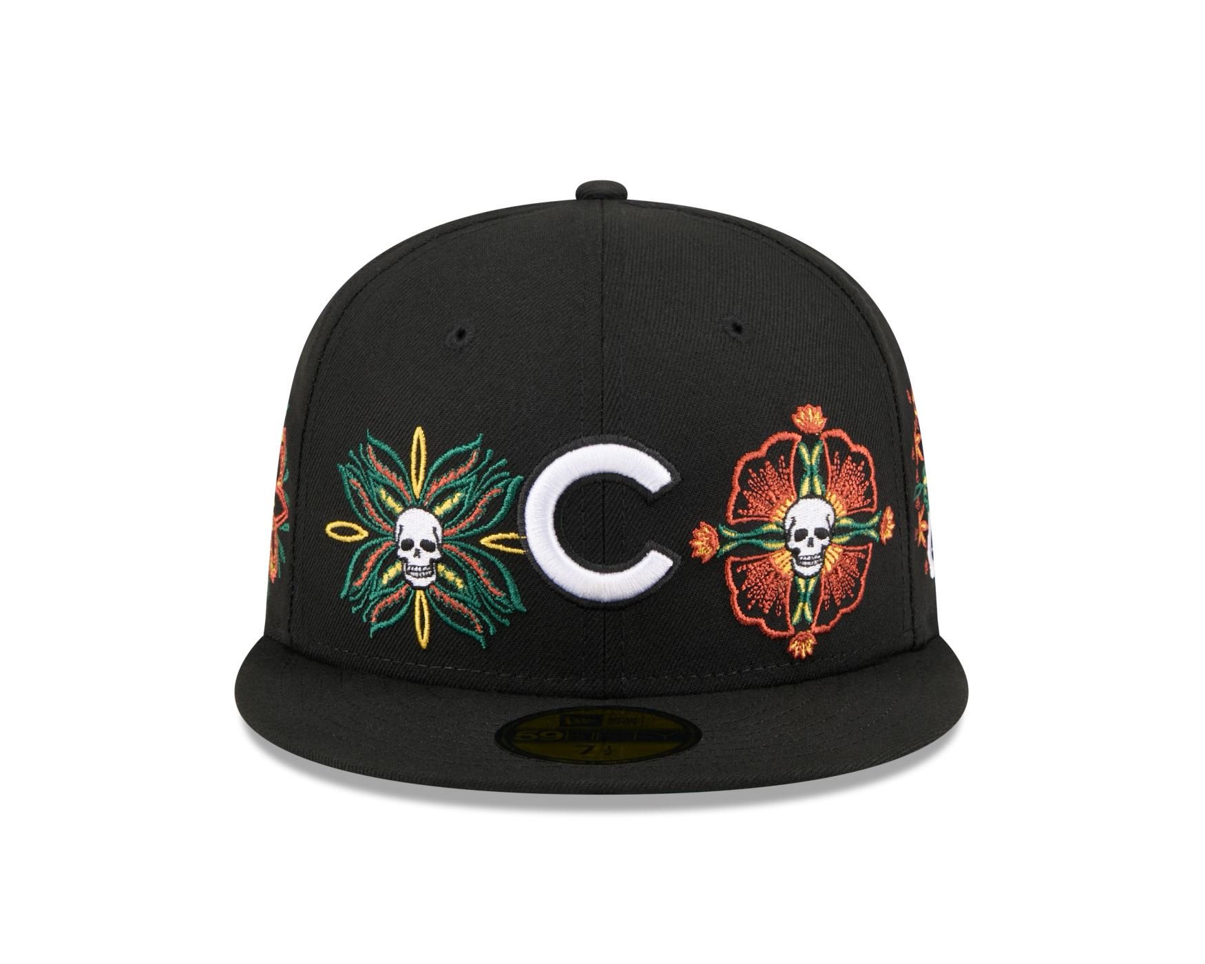Bone New Era 59FIFTY Chicago Cubs MLB Skull & Roses Preto Preto 2