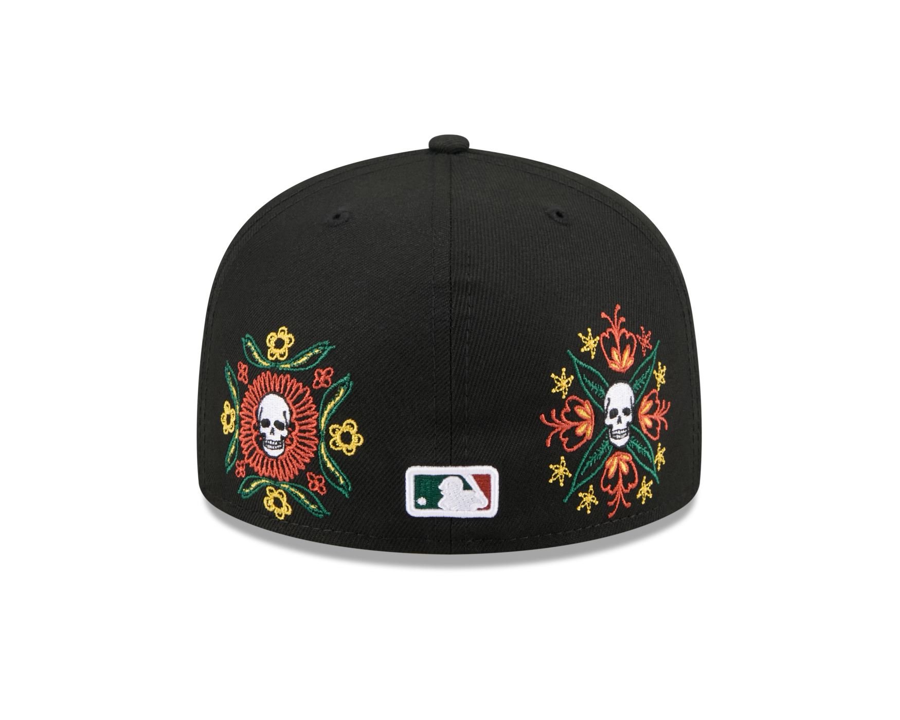 Bone New Era 59FIFTY Chicago Cubs MLB Skull & Roses Preto Preto 5