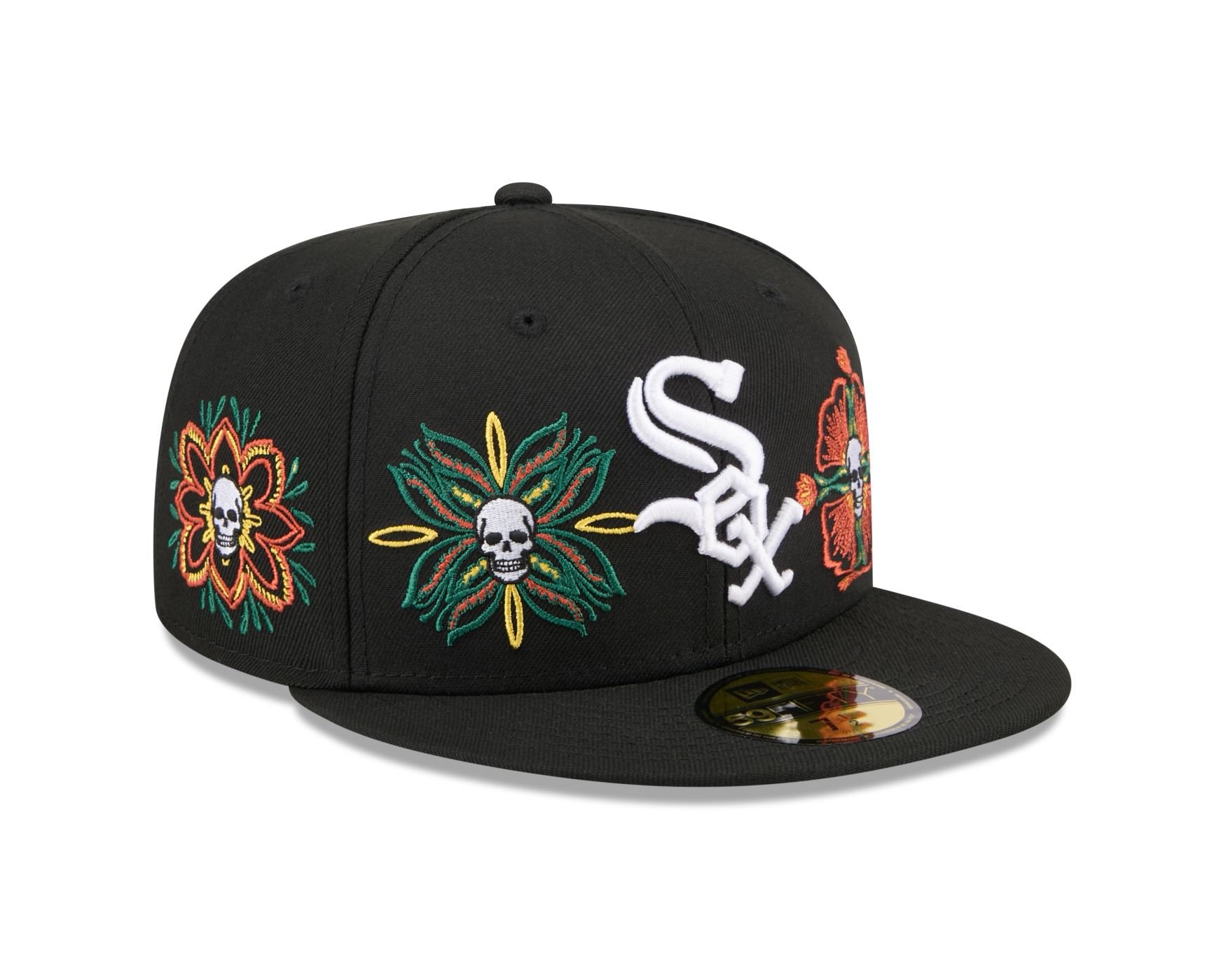 Bone New Era 59FIFTY Chicago White Sox MLB Skull & Roses Preto Preto 3