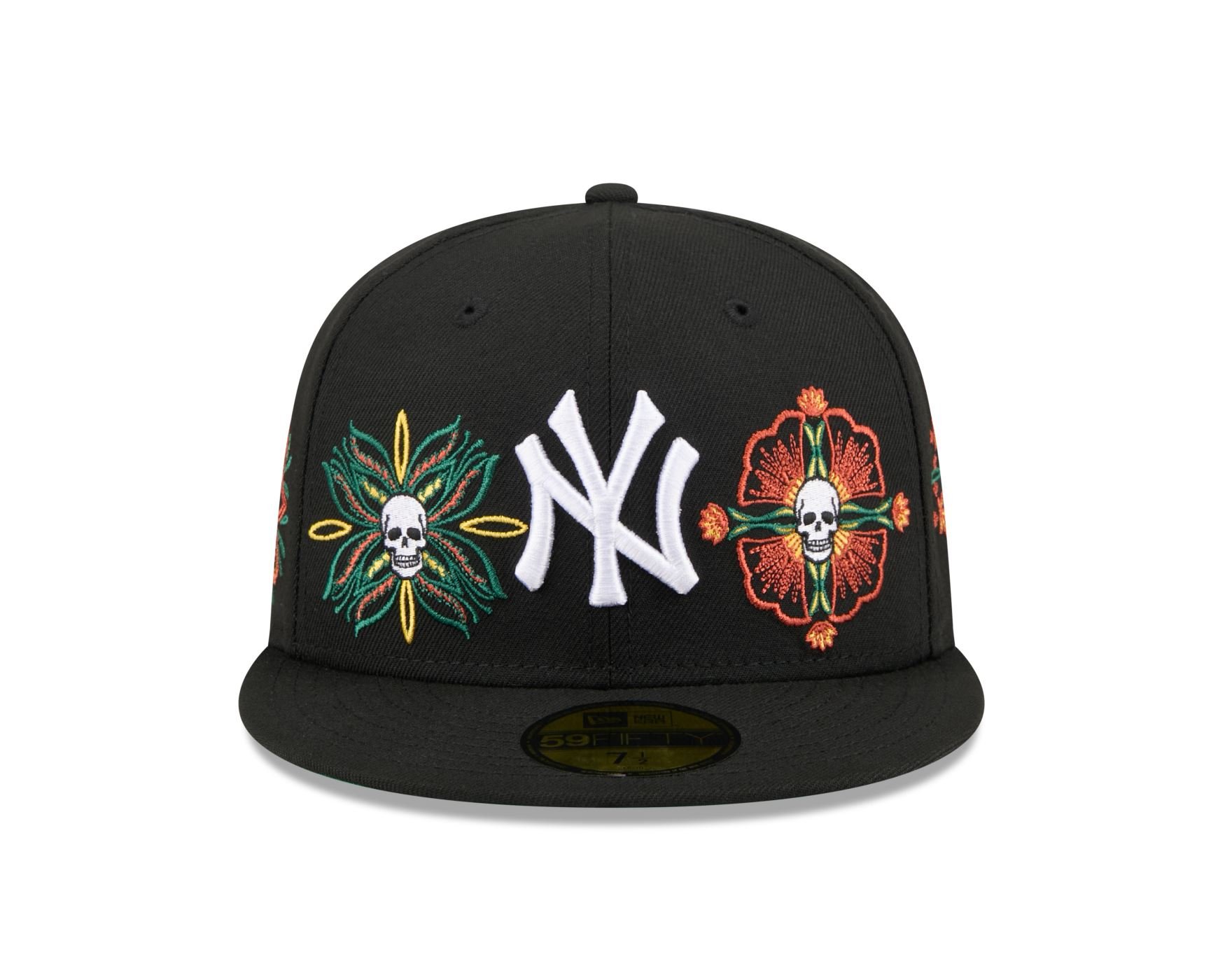 Bone New Era 59FIFTY New York Yankees MLB Skull & Roses Preto Preto 2
