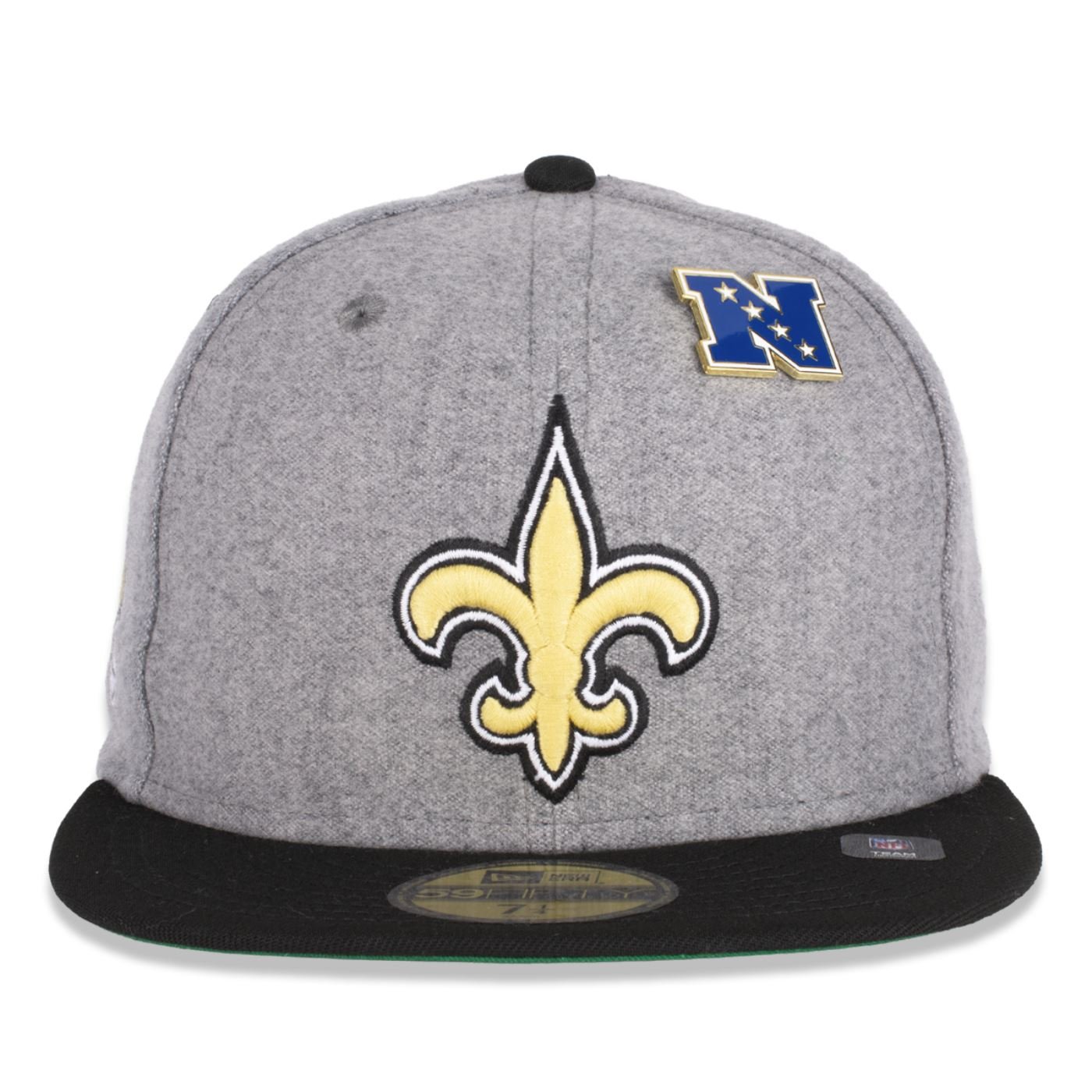 Bone New Era 59FIFTY New Orleans Saints NFL Preto Preto/Cinza 2