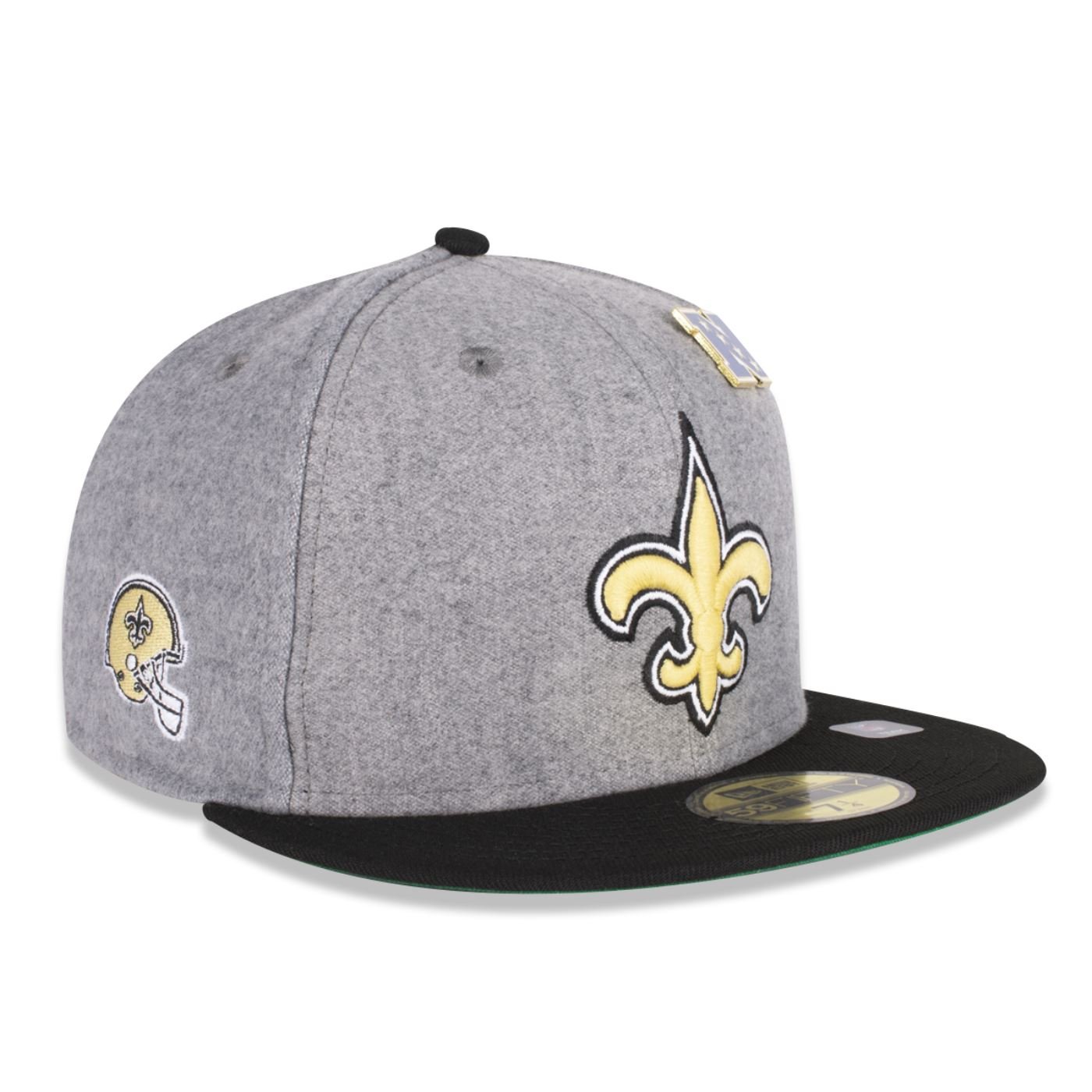 Bone New Era 59FIFTY New Orleans Saints NFL Preto Preto/Cinza 3