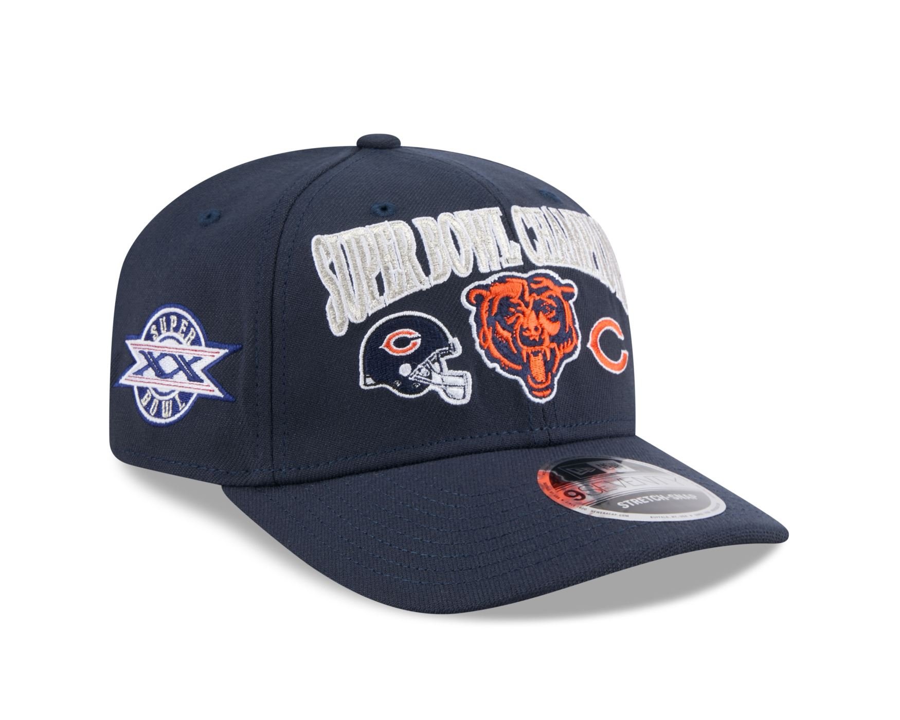 Bone New Era 9SEVENTY Strech Snap Chicago Bears NFL Cinza Azul Marinho 3