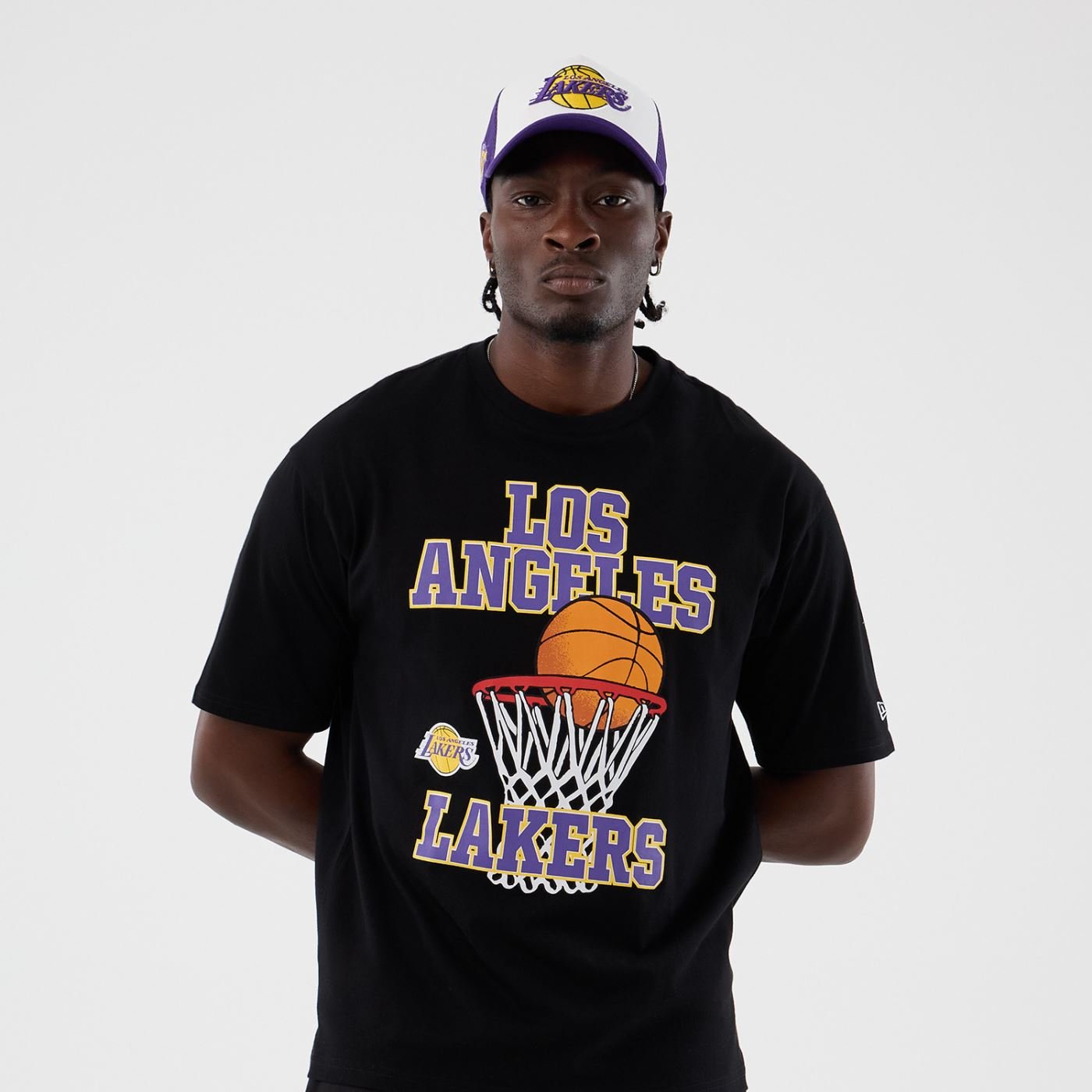 Camiseta New Era Regular  Los Angeles Lakers Preto Preto 2