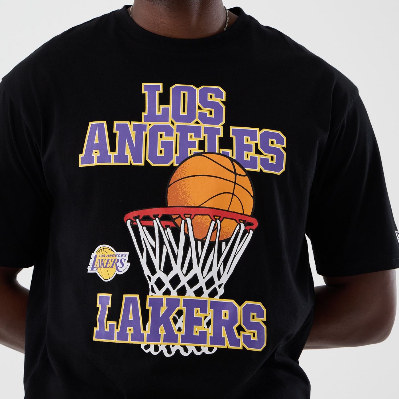 Camiseta New Era Regular  Los Angeles Lakers Preto Preto 3