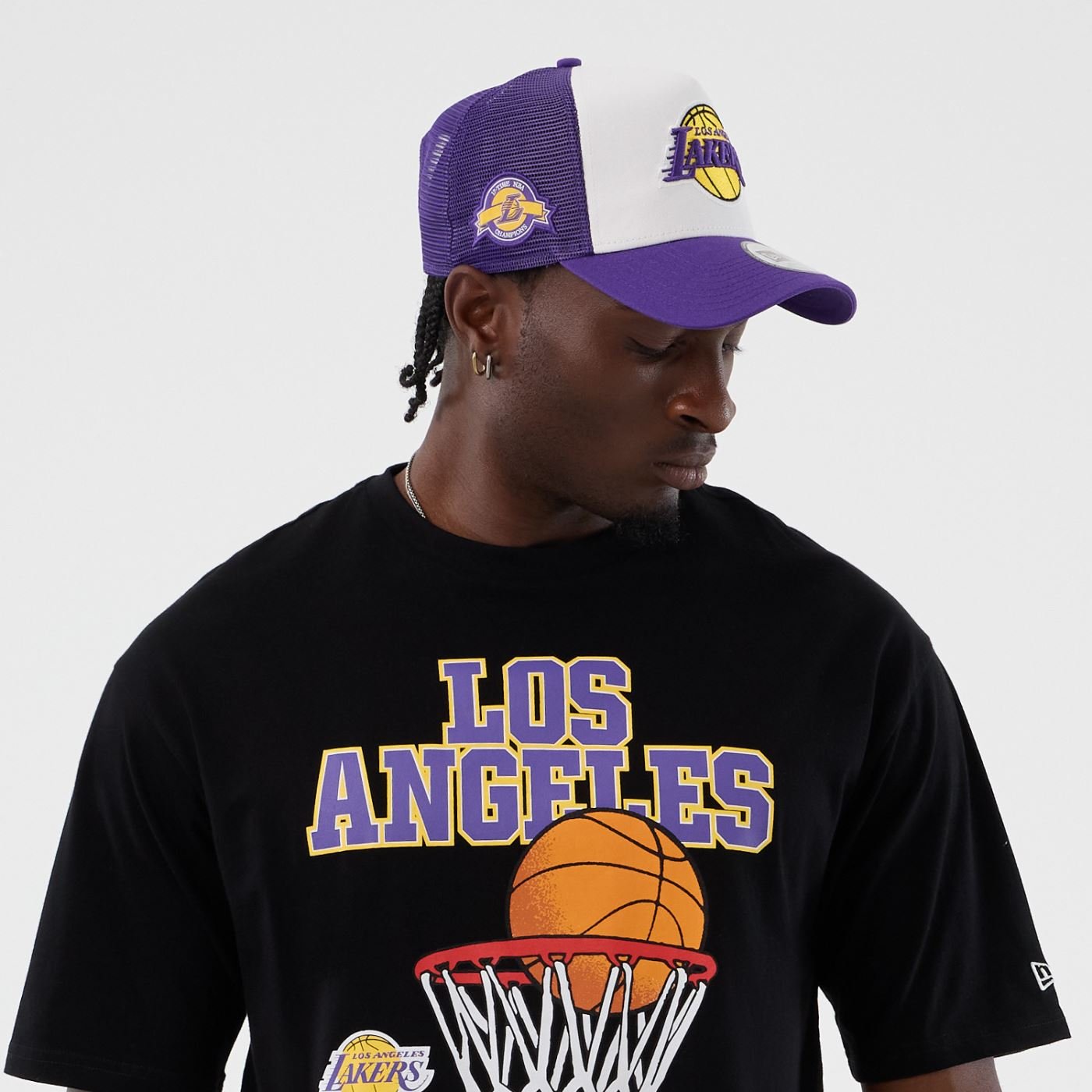 Camiseta New Era Regular  Los Angeles Lakers Preto Preto 7