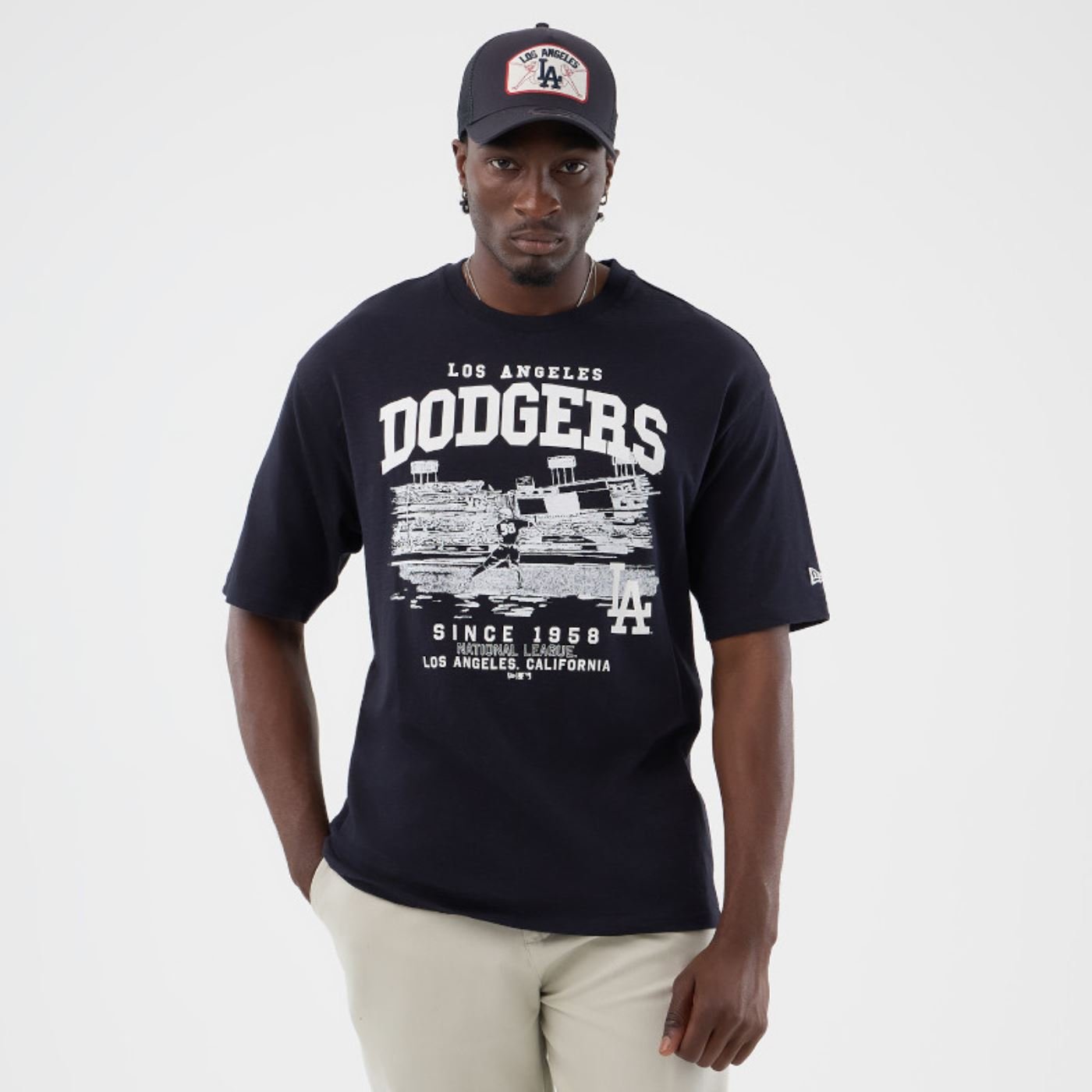Camiseta New Era Regular  Los Angeles Dodgers  Marinho