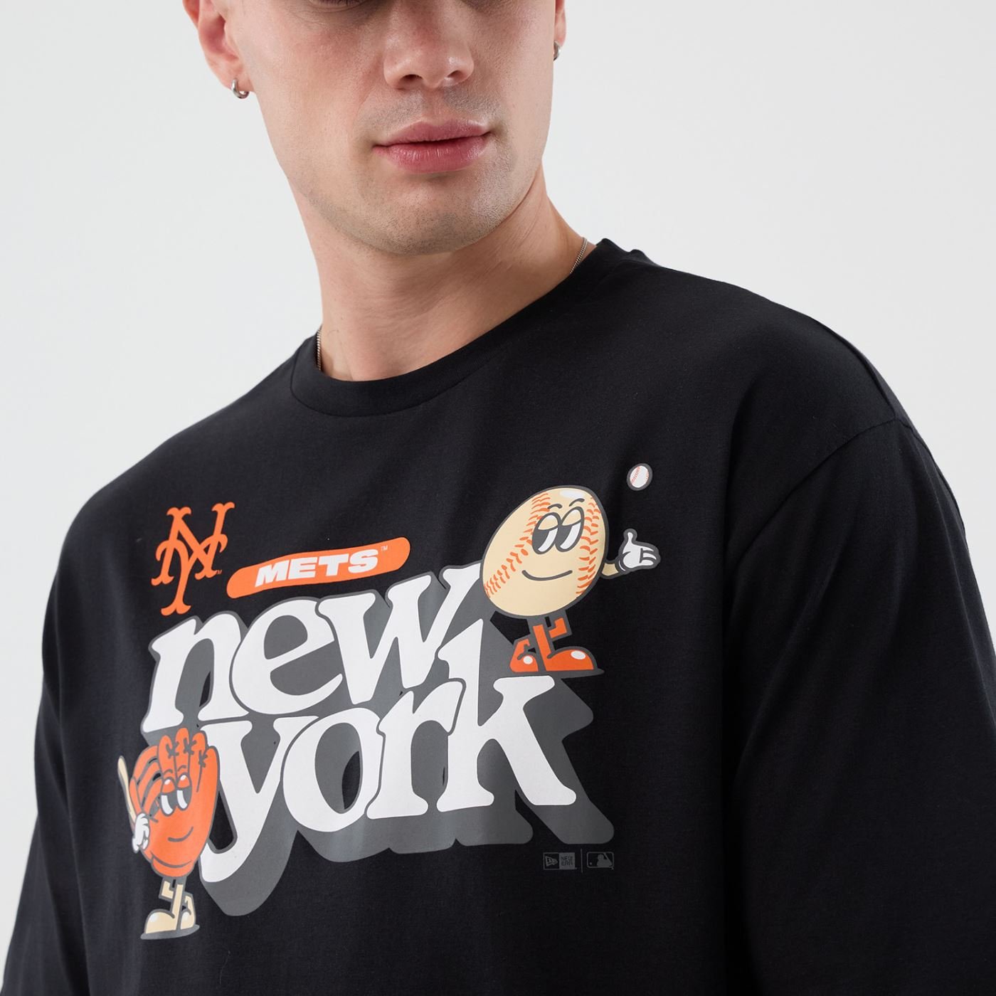 Camiseta New Era Regular  New York Mets Preto Preto 2