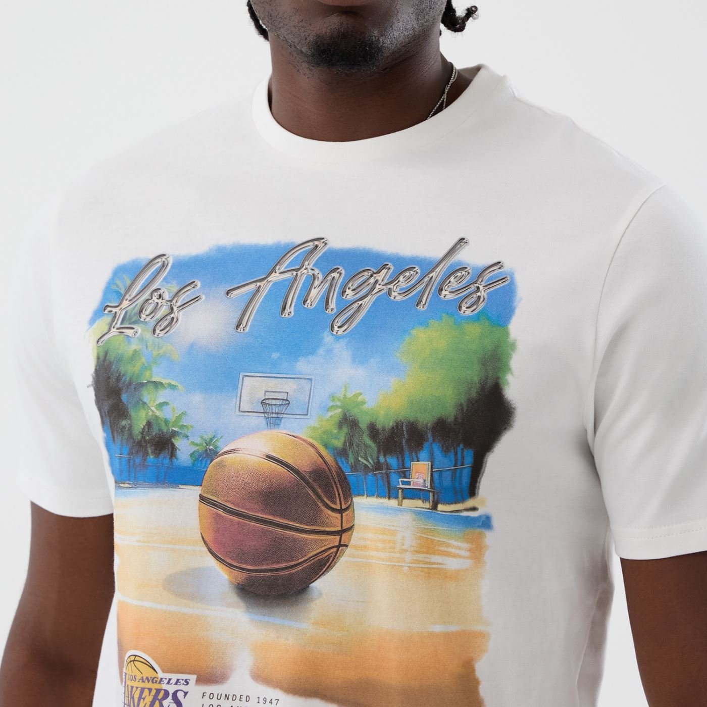 Camiseta New Era Regular  Los Angeles Lakers Branco Branco 3