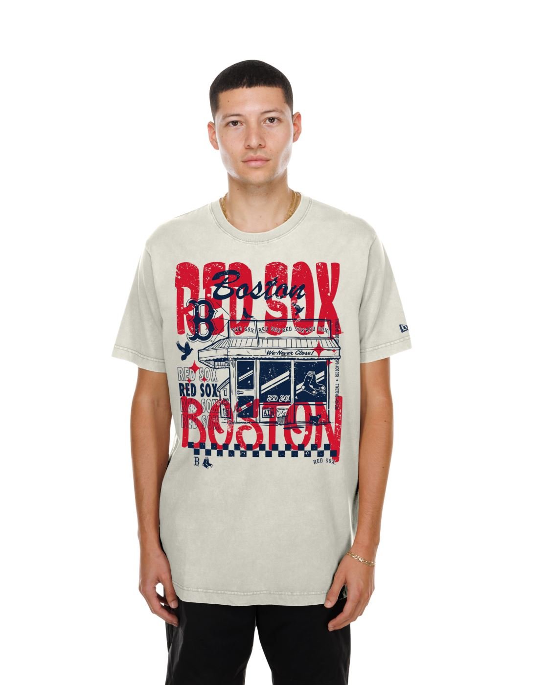 Camiseta New Era Regular  Boston Red Sox Bege Bege 3