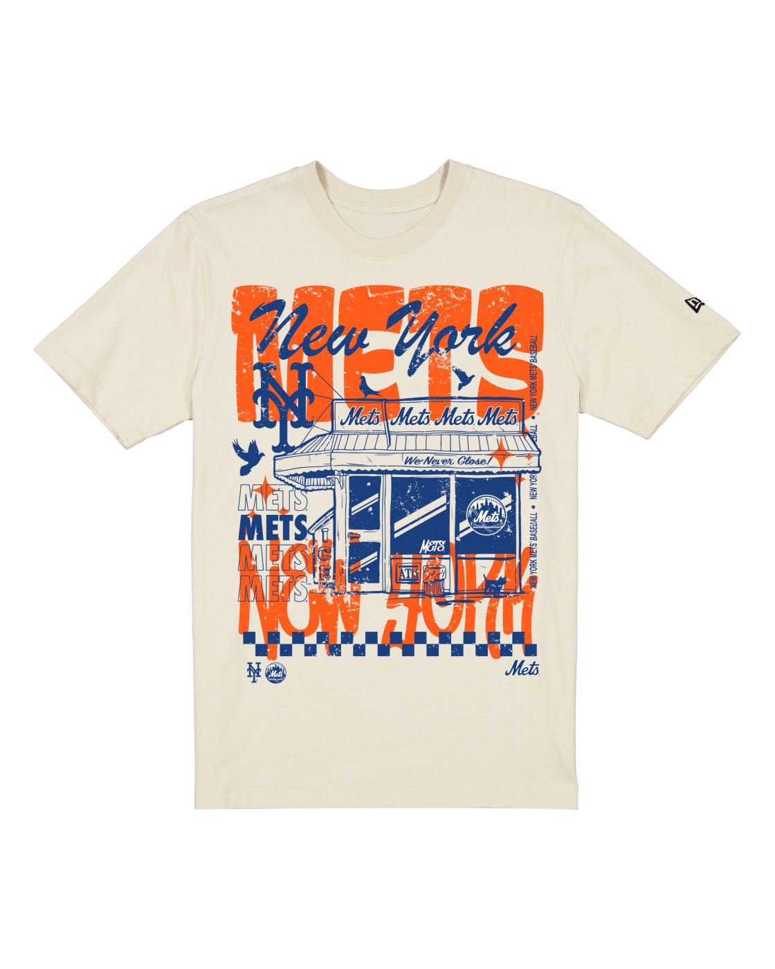 Camiseta New Era Regular  New York Mets Bege Bege 4