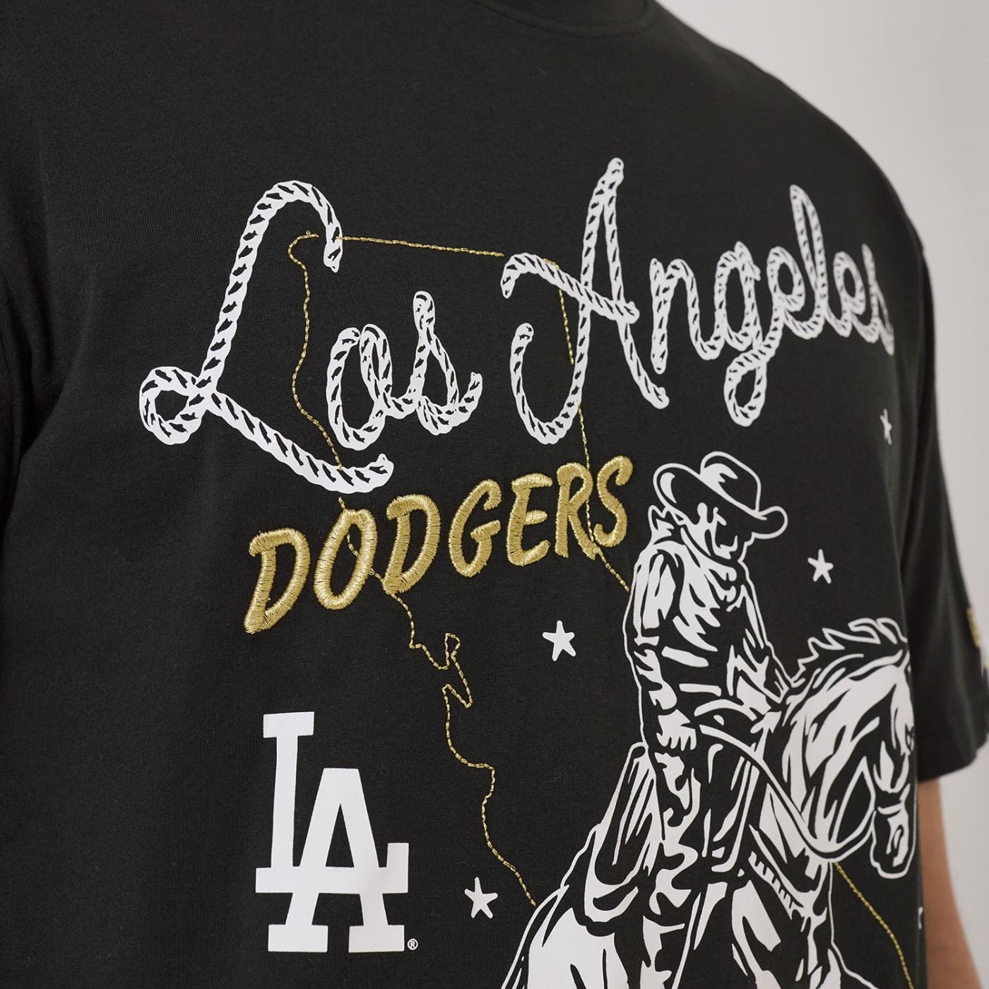 Camiseta New Era Regular  Los Angeles Dodgers  Preto Preto 3