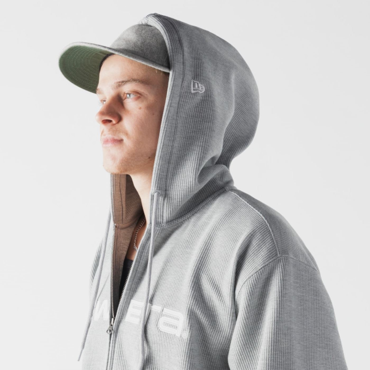 Moletom New Era Canguru Aberto  New Era Cinza
