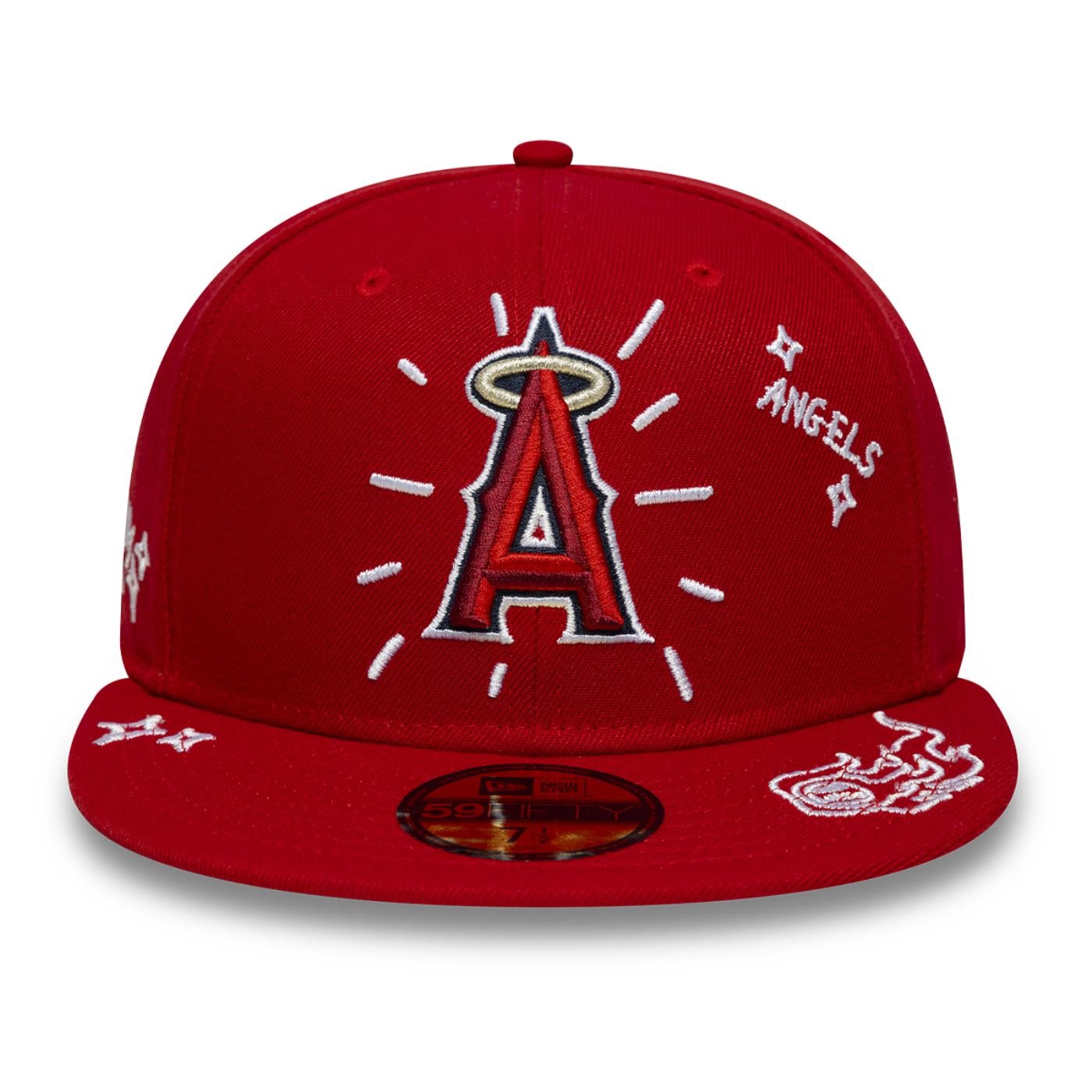 Bone New Era 59FIFTY MLB Anaheim Angels Scribble Vermelho 2