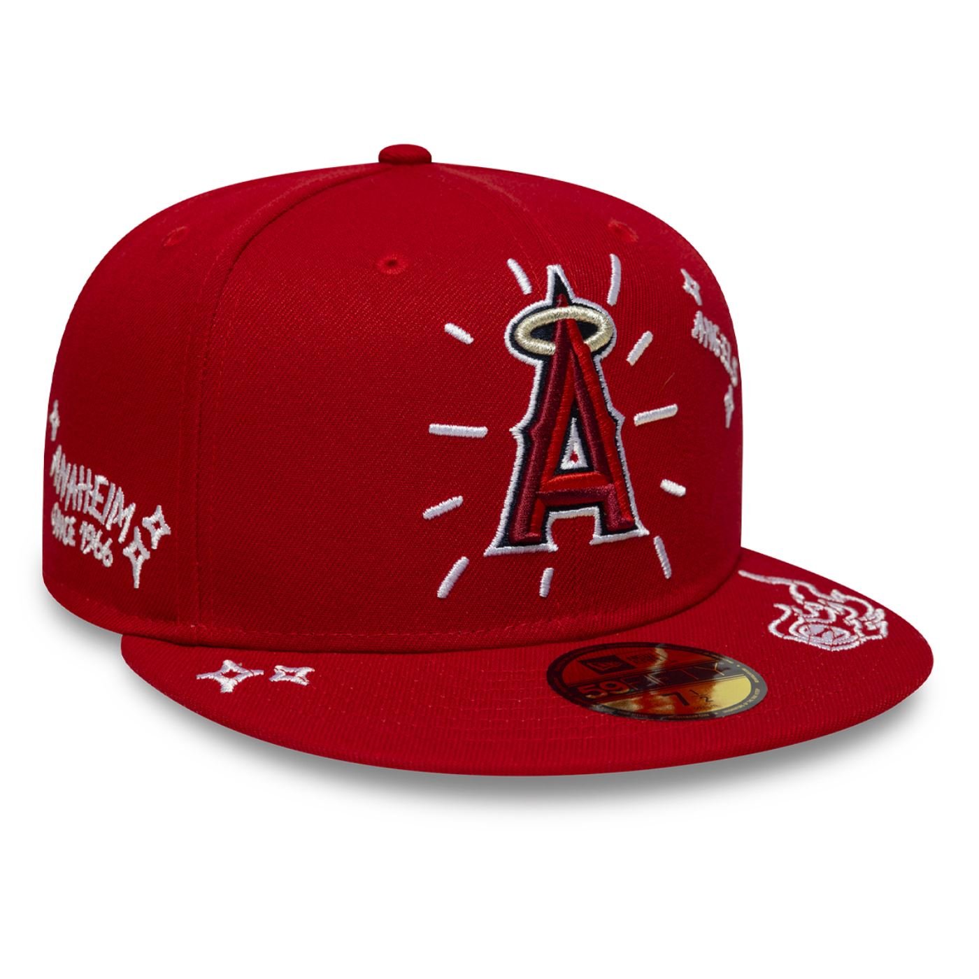 Bone New Era 59FIFTY MLB Anaheim Angels Scribble Vermelho 3