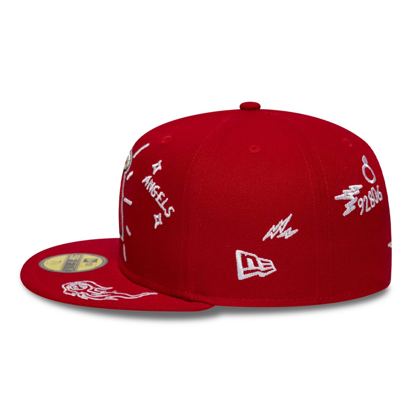 Bone New Era 59FIFTY MLB Anaheim Angels Scribble Vermelho 5