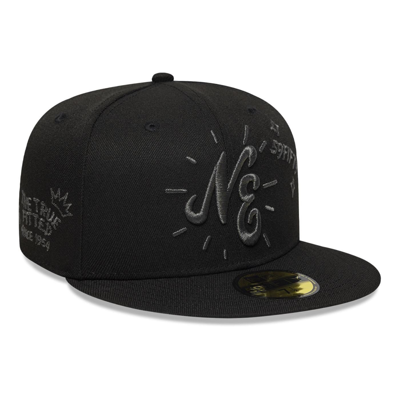 Bone New Era 59FIFTY New Era Branded Scribble Preto 3