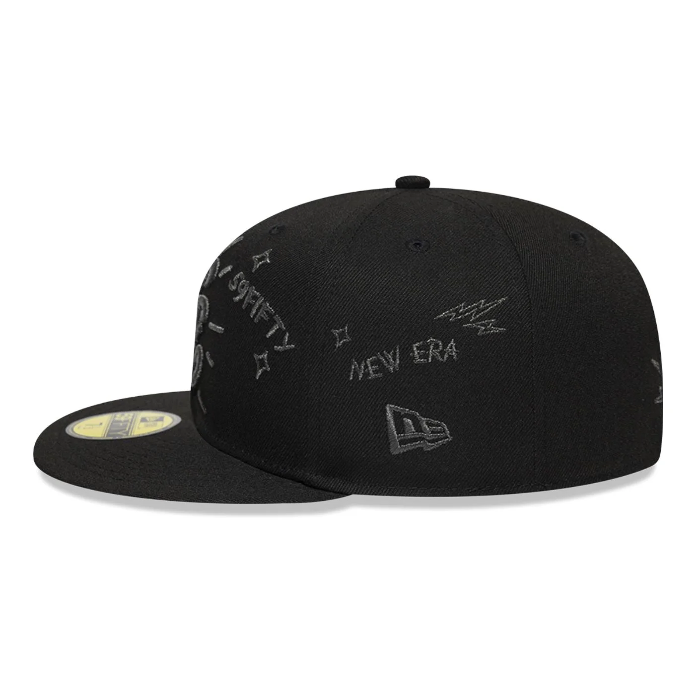 Bone New Era 59FIFTY New Era Branded Scribble Preto 5