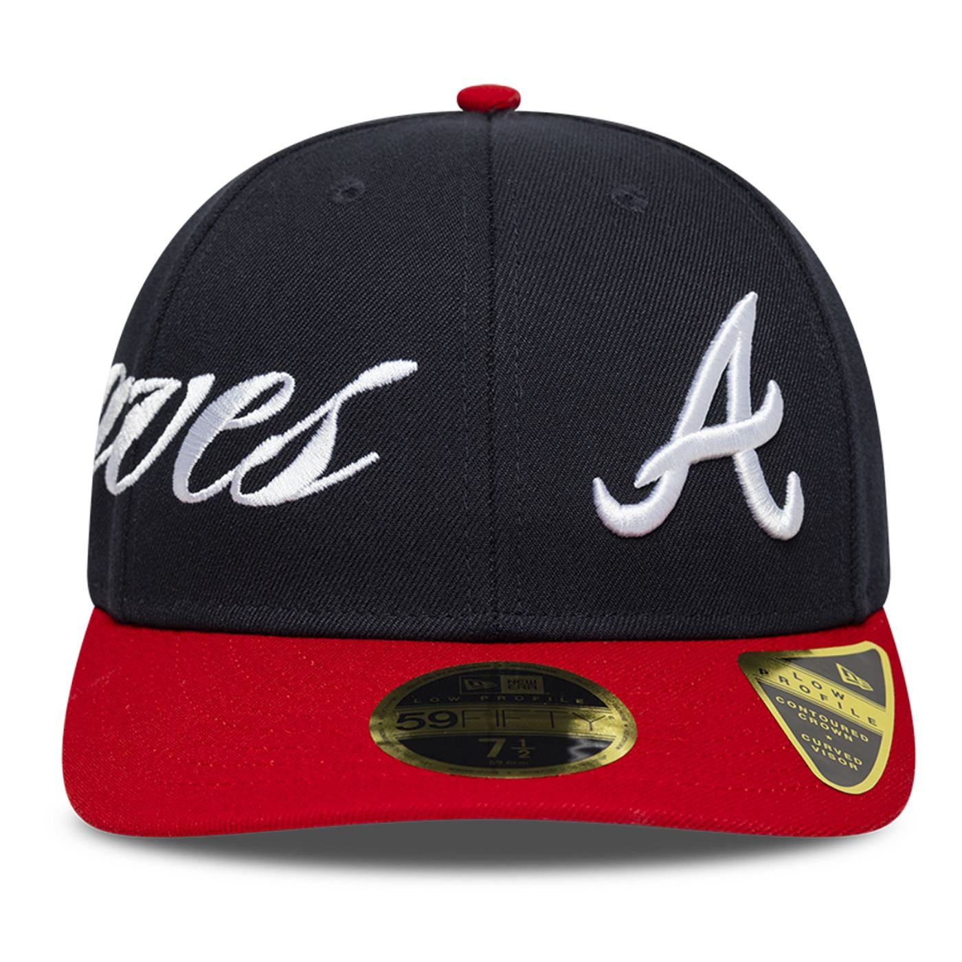 Bone New Era 59FIFTY Low Profile  MLB Atlanta Braves Side Script Azul Marinho 2