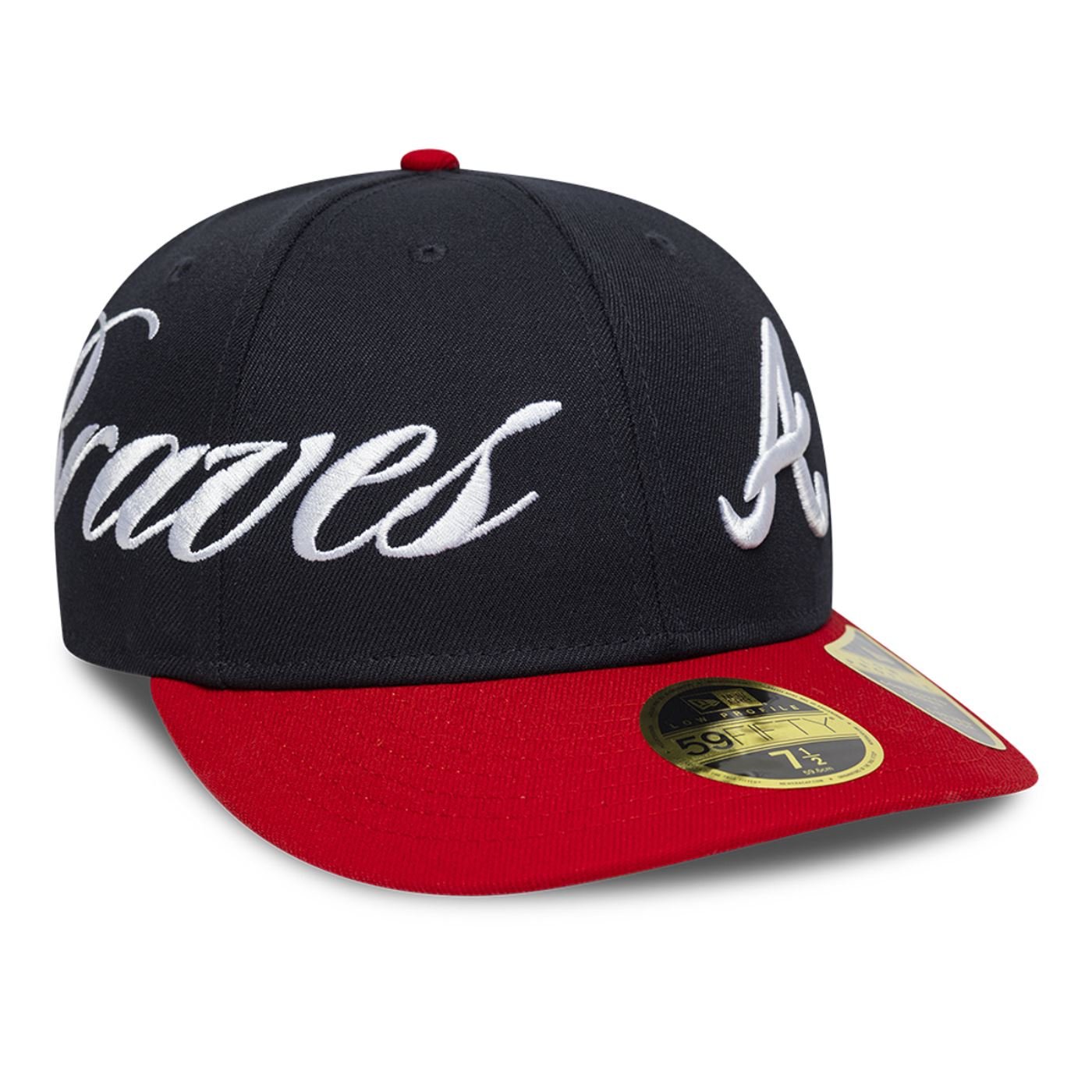 Bone New Era 59FIFTY Low Profile  MLB Atlanta Braves Side Script Azul Marinho 3