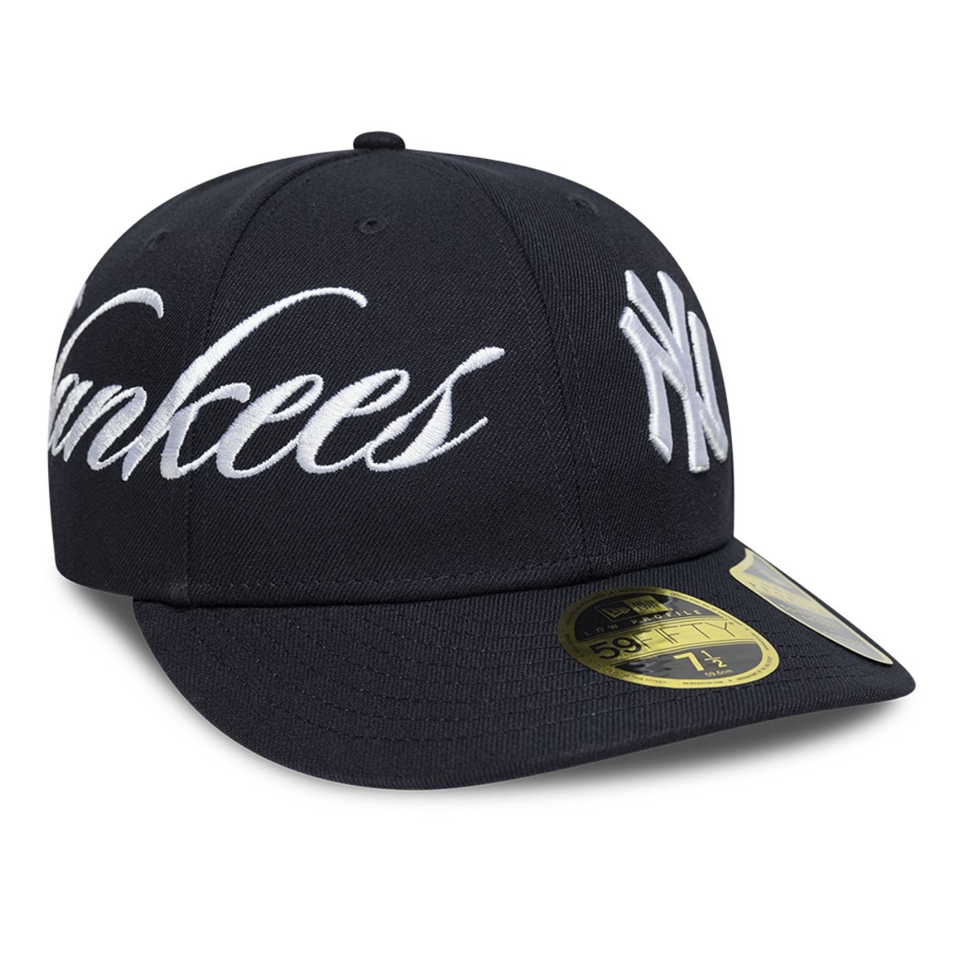 Bone New Era 59FIFTY Low Profile MLB New York Yankees Side Script Azul Marinho 3