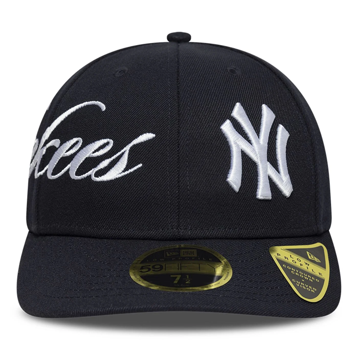 Bone New Era 59FIFTY Low Profile MLB New York Yankees Side Script Azul Marinho 2