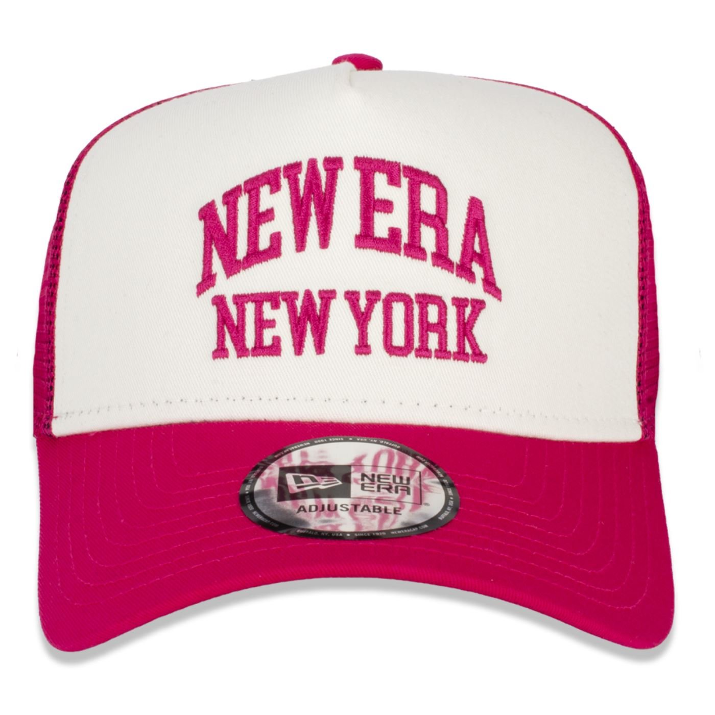 Bone New Era 9FORTY A-Frame Trucker Branded Branco/Rosa 2