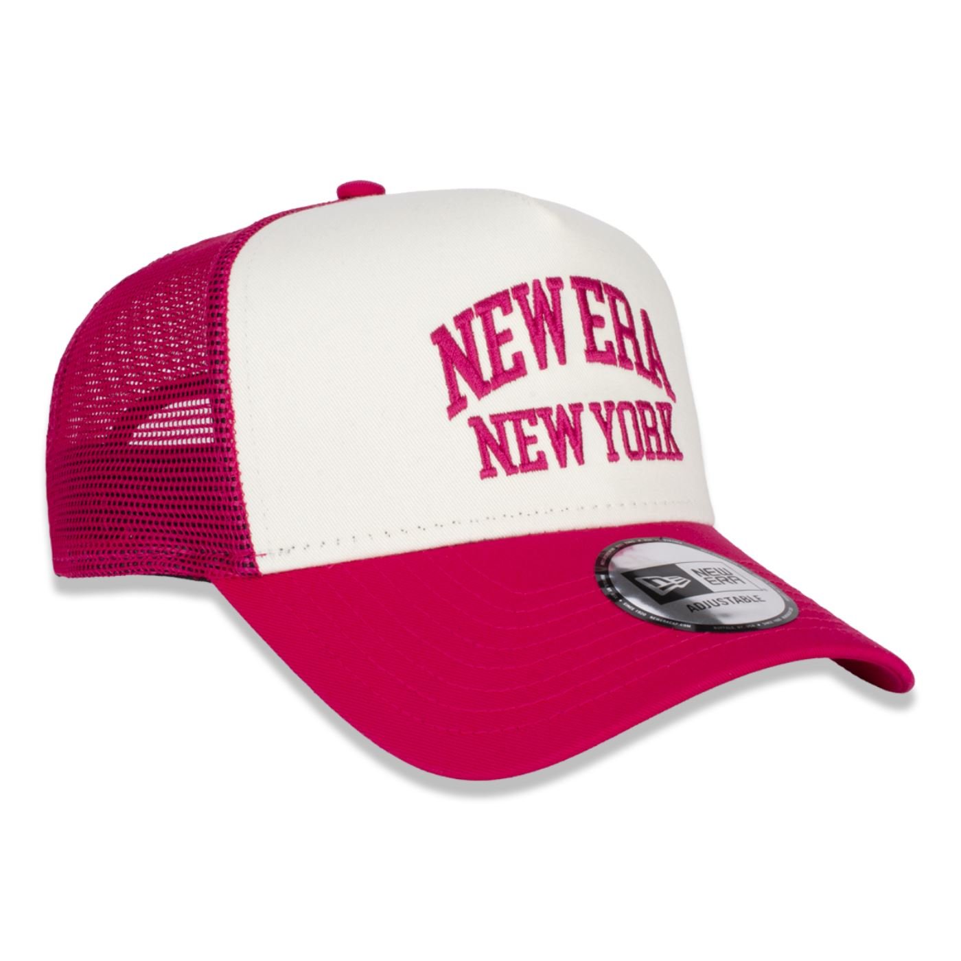 Bone New Era 9FORTY A-Frame Trucker Branded Branco/Rosa 3