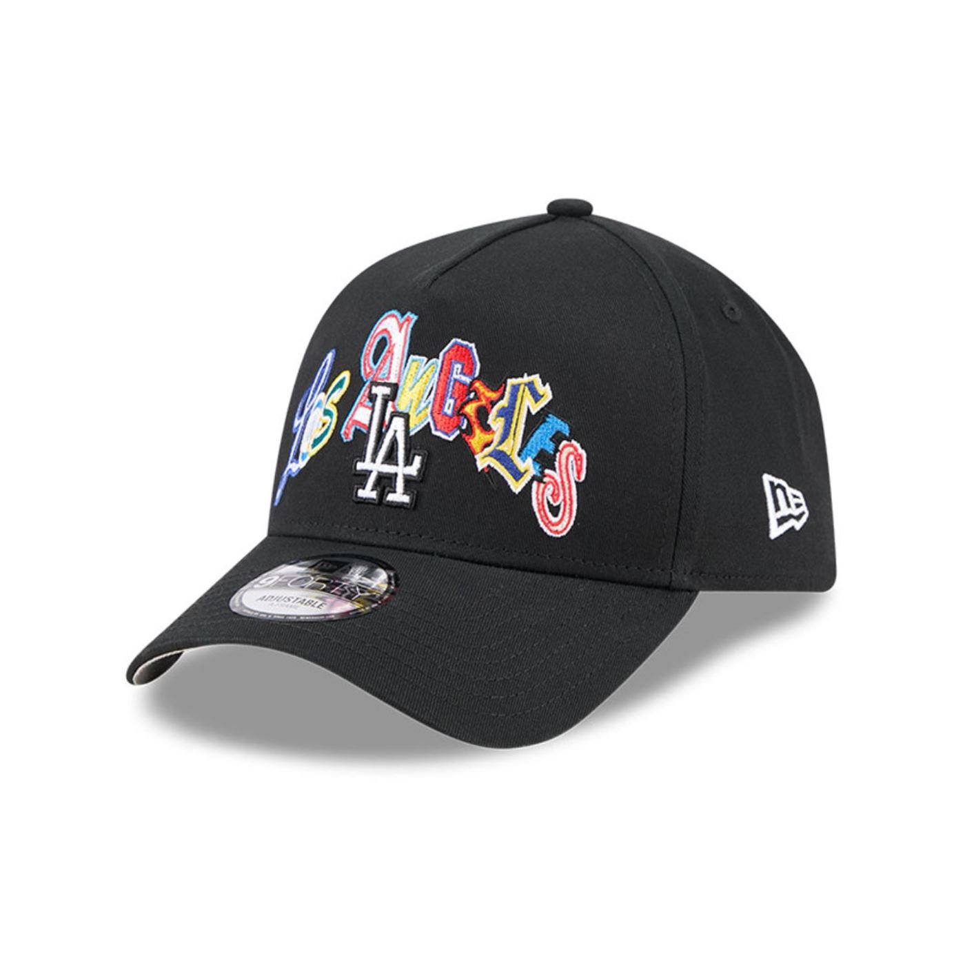 Bone New Era 9FORTY A-FRAME SNAPBACK Los Angeles Dodgers Preto Preto 1