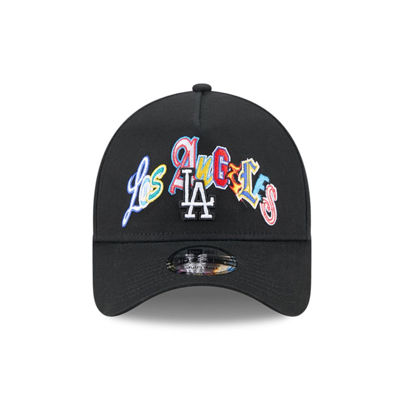 Bone New Era 9FORTY A-FRAME SNAPBACK Los Angeles Dodgers Preto Preto 2