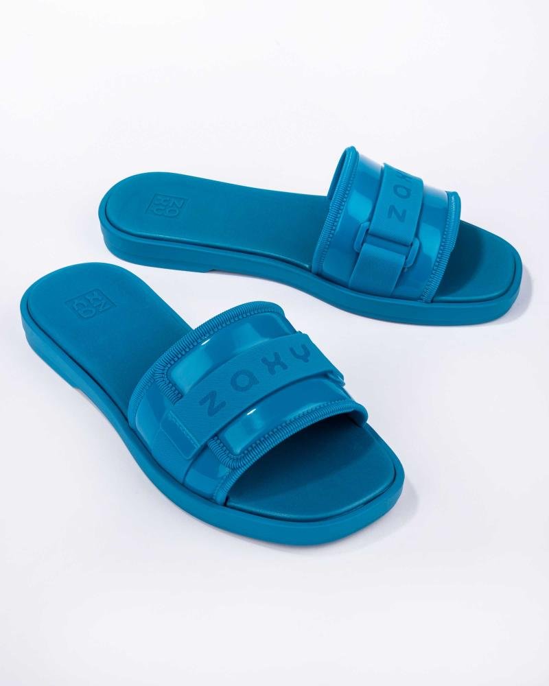 Chinelo Slide Feminino Zaxy Mania Azul 1